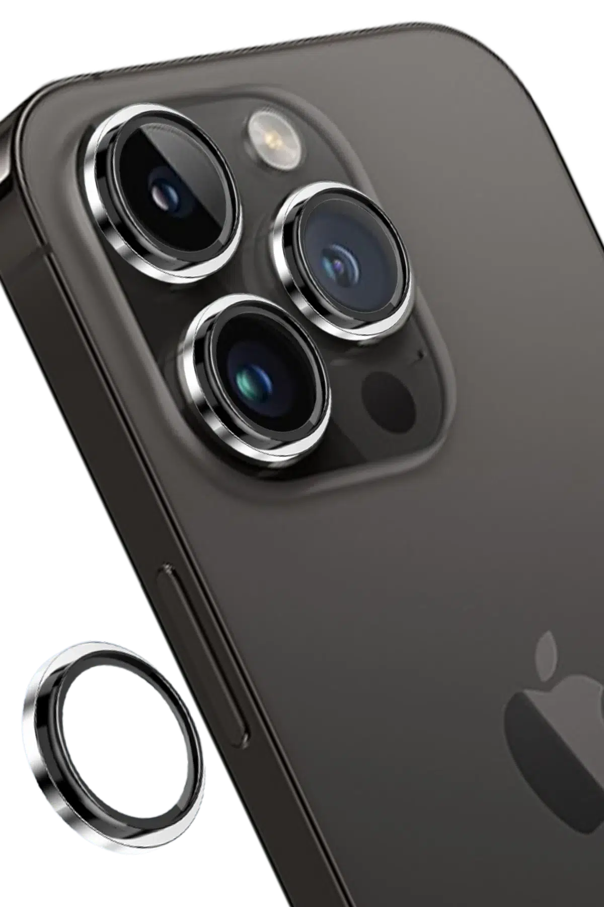 Keephone Apple iPhone 14 Pro Max Capital Alüminyum AR Kamera Lens Koruyucu - Gümüş