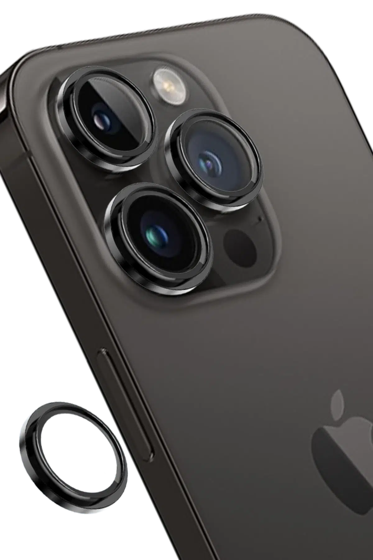 Keephone Apple iPhone 14 Pro Max Capital Alüminyum AR Kamera Lens Koruyucu - Siyah