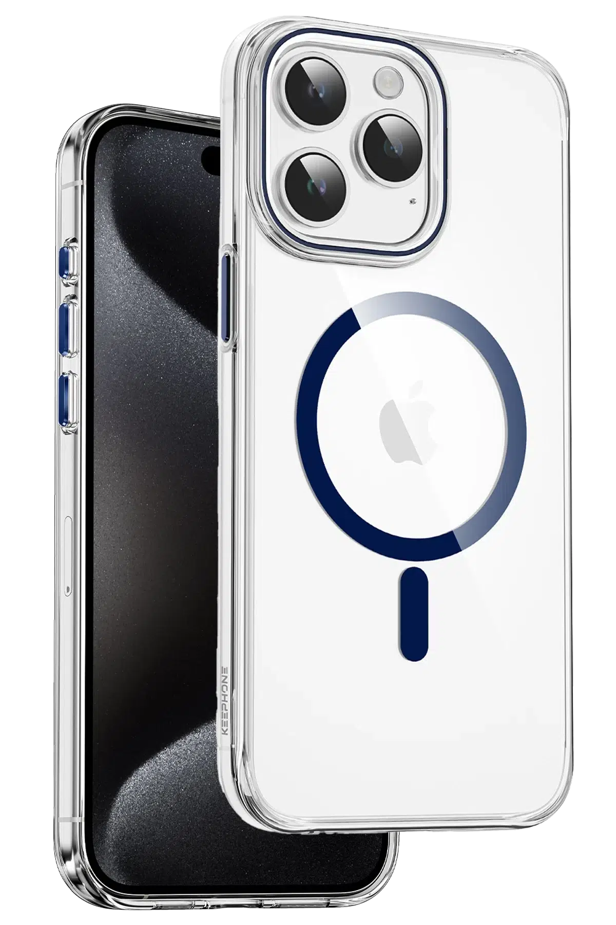 Keephone Apple iPhone 15 Pro Max Aurora Şeffaf Magsafe Kılıf - Mavi