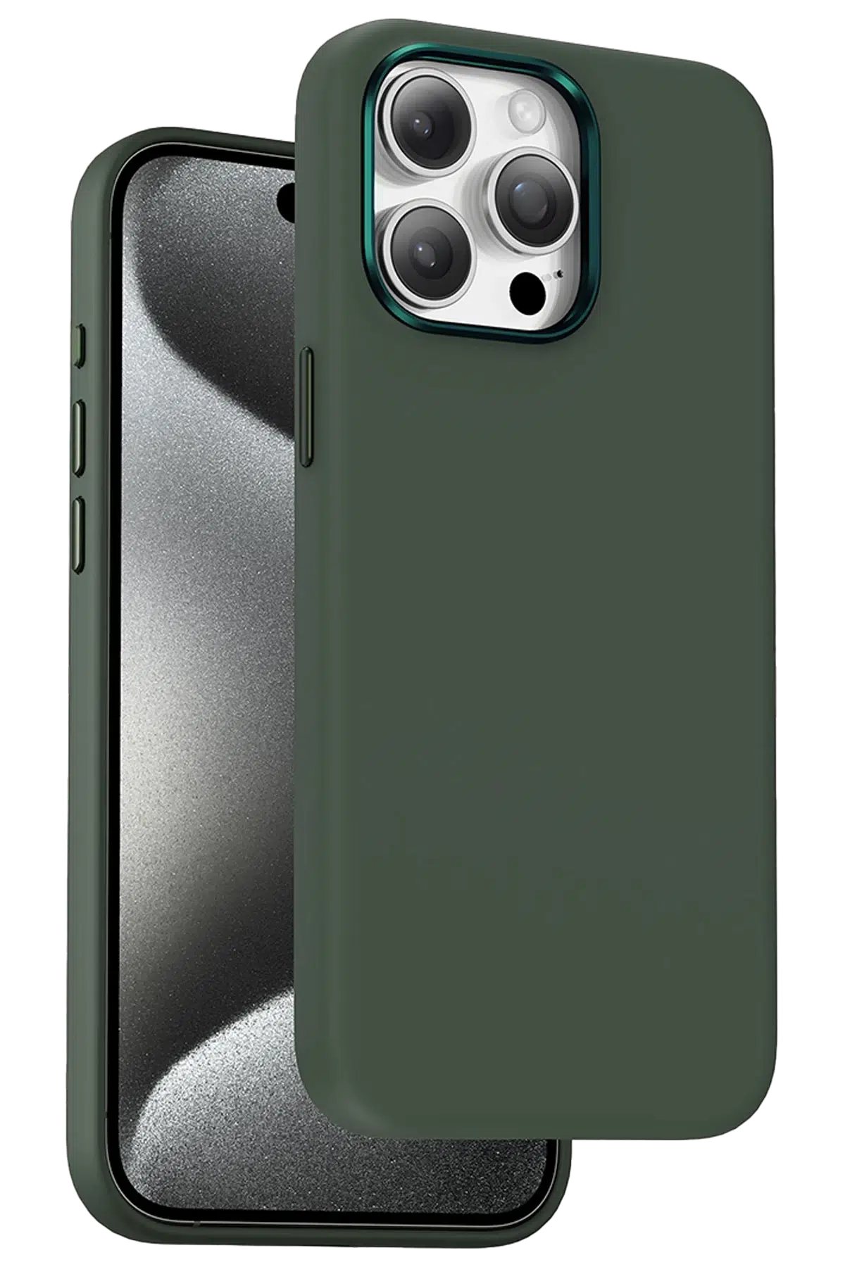 Keephone Apple iPhone 15 Pro Max Rosana Silikon Kılıf - Koyu Yeşil