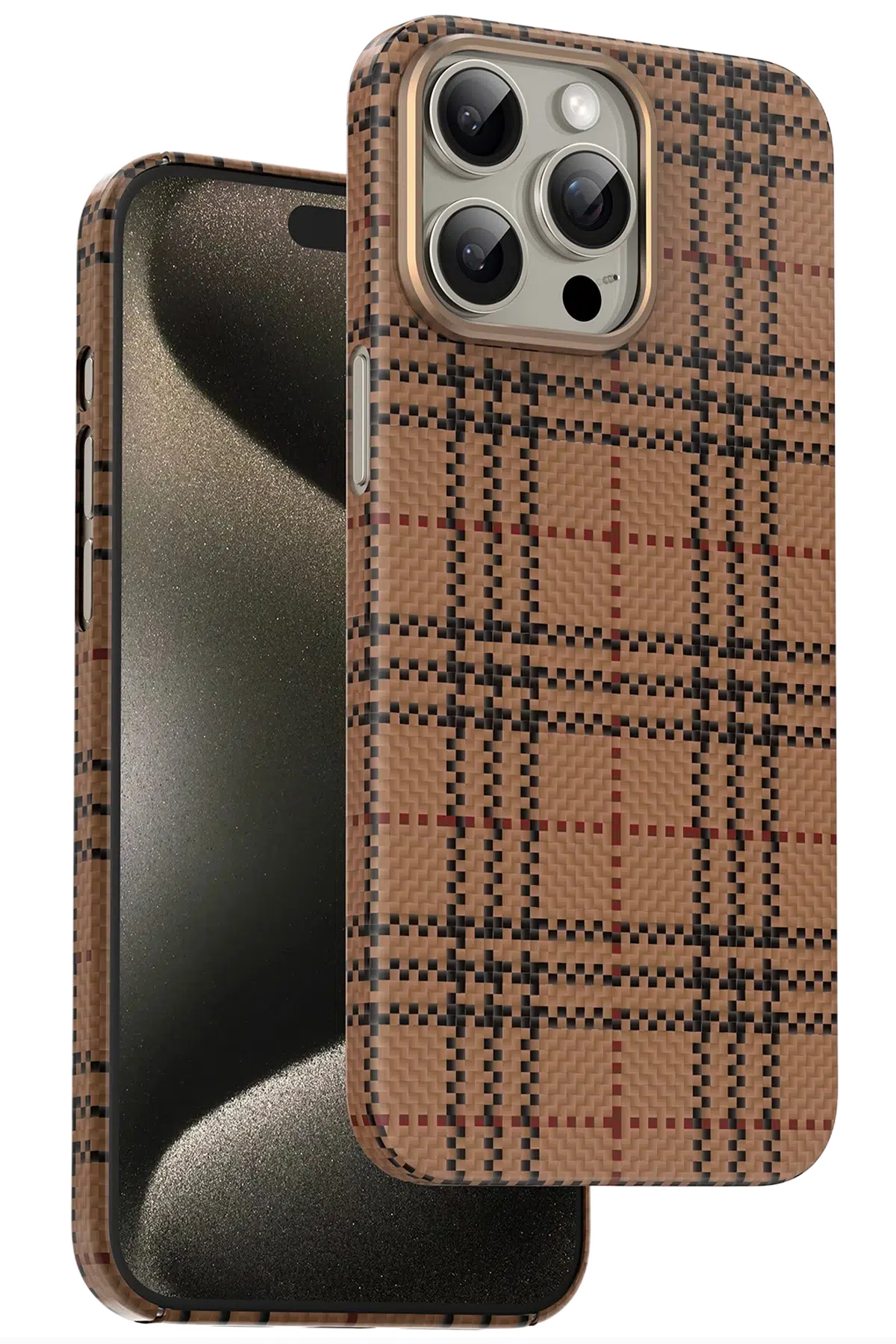 Keephone Apple iPhone 15 Pro Max Scots Kevlar Magsafe Kılıf - Çöl Titanyum