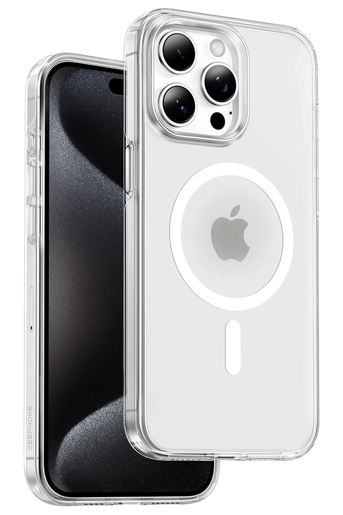 Keephone Apple iPhone 15 Pro Non Yellow Şeffaf Magsafe Kılıf - Şeffaf