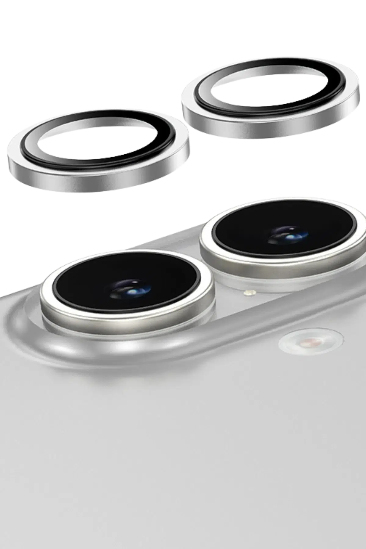 Keephone Apple iPhone 16 Capital Alüminyum AR Kamera Lens Koruyucu - Gümüş