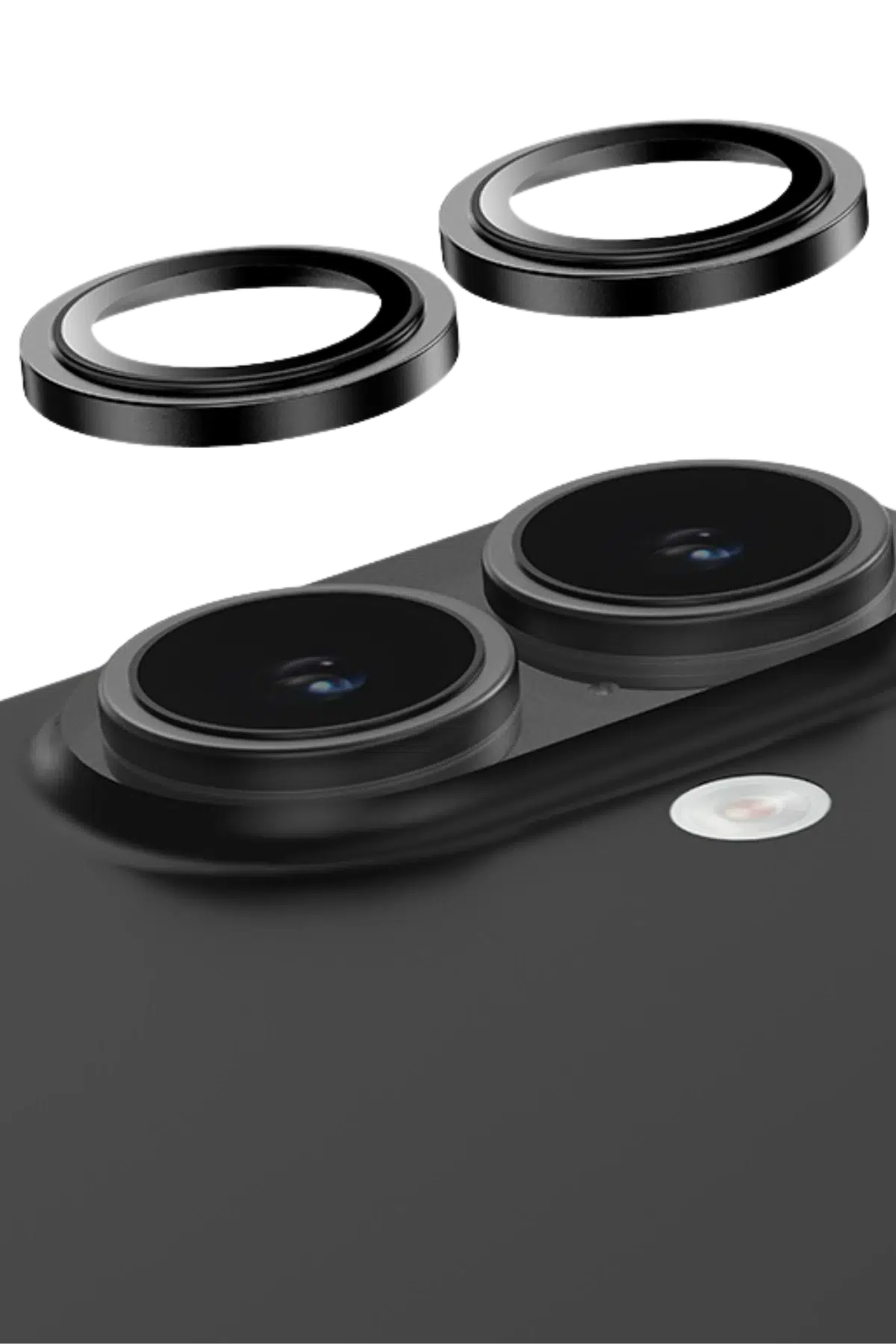 Keephone Apple iPhone 16 Capital Alüminyum AR Kamera Lens Koruyucu - Siyah