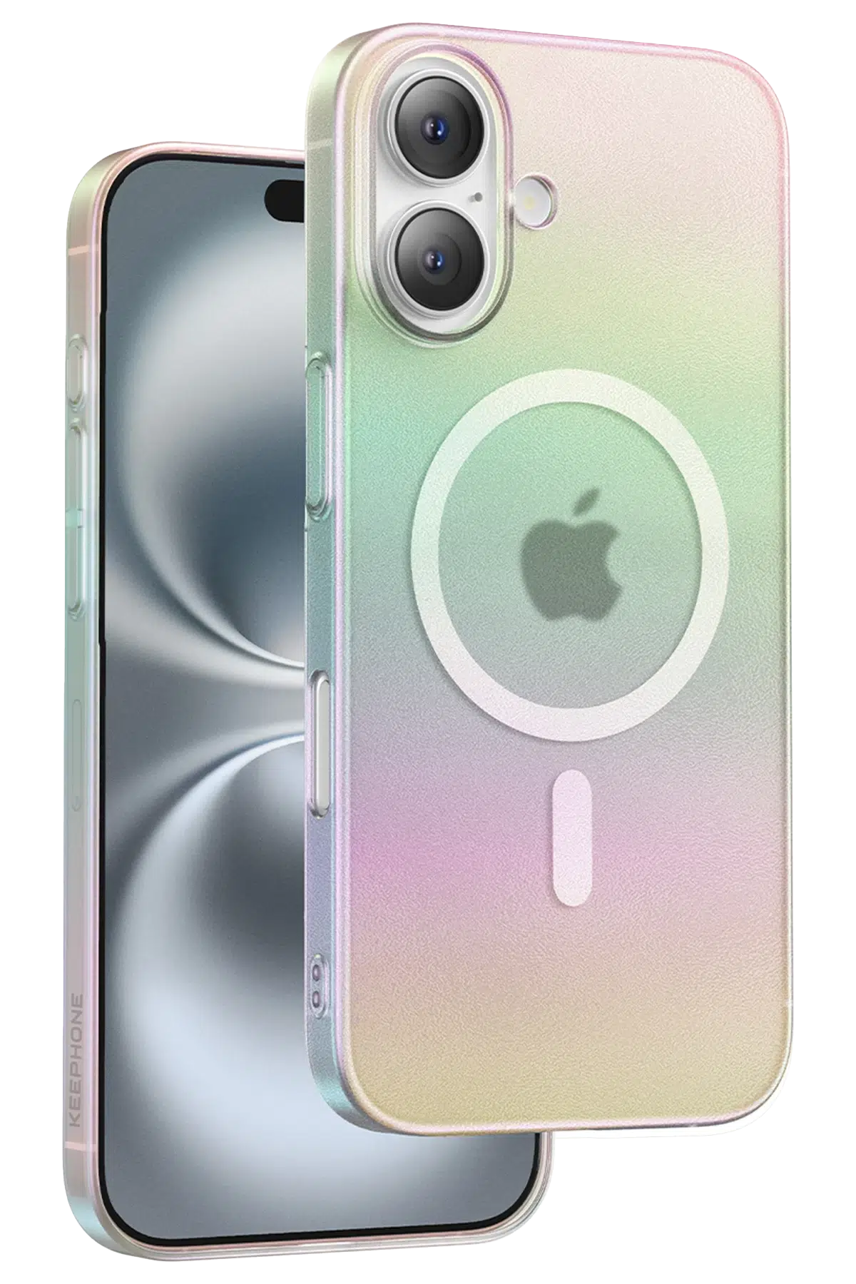 Keephone Apple iPhone 16 Fantasia Gökkuşağı Magsafe Kılıf - Beyaz
