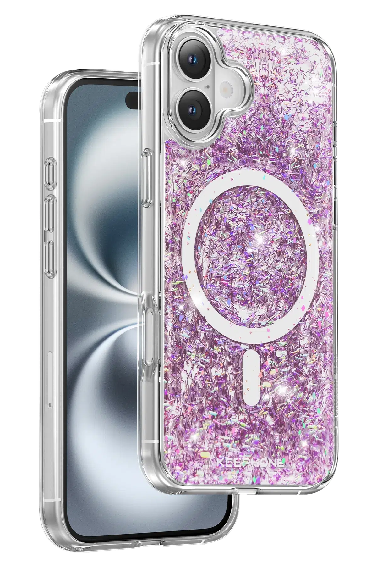 Keephone Apple iPhone 16 Interstellar Glitter Magsafe Kılıf - Mor