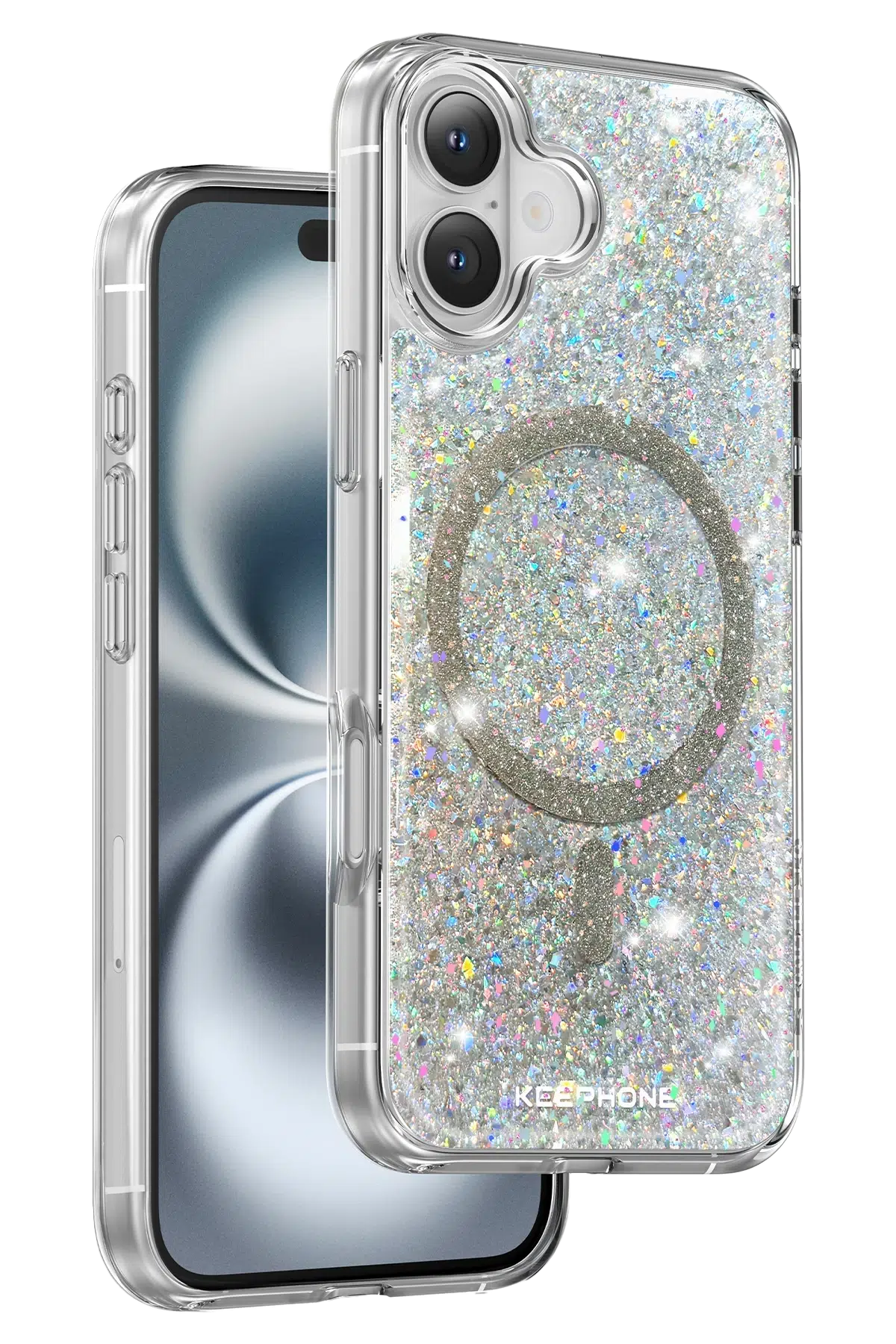 Keephone Apple iPhone 16 Plus Interstellar Glitter Magsafe Kılıf - Gümüş