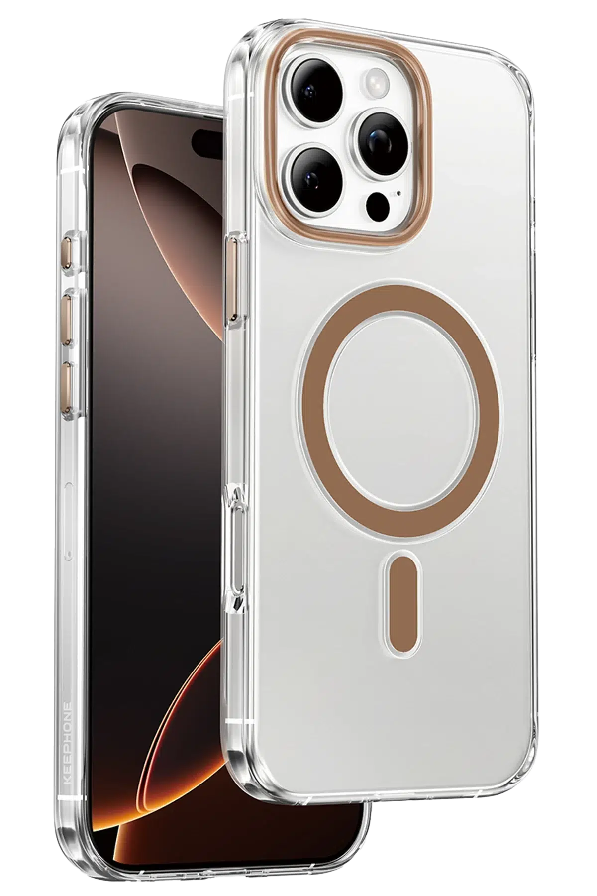 Keephone Apple iPhone 16 Pro Max Aurora Şeffaf Magsafe Kılıf - Çöl Titanyum