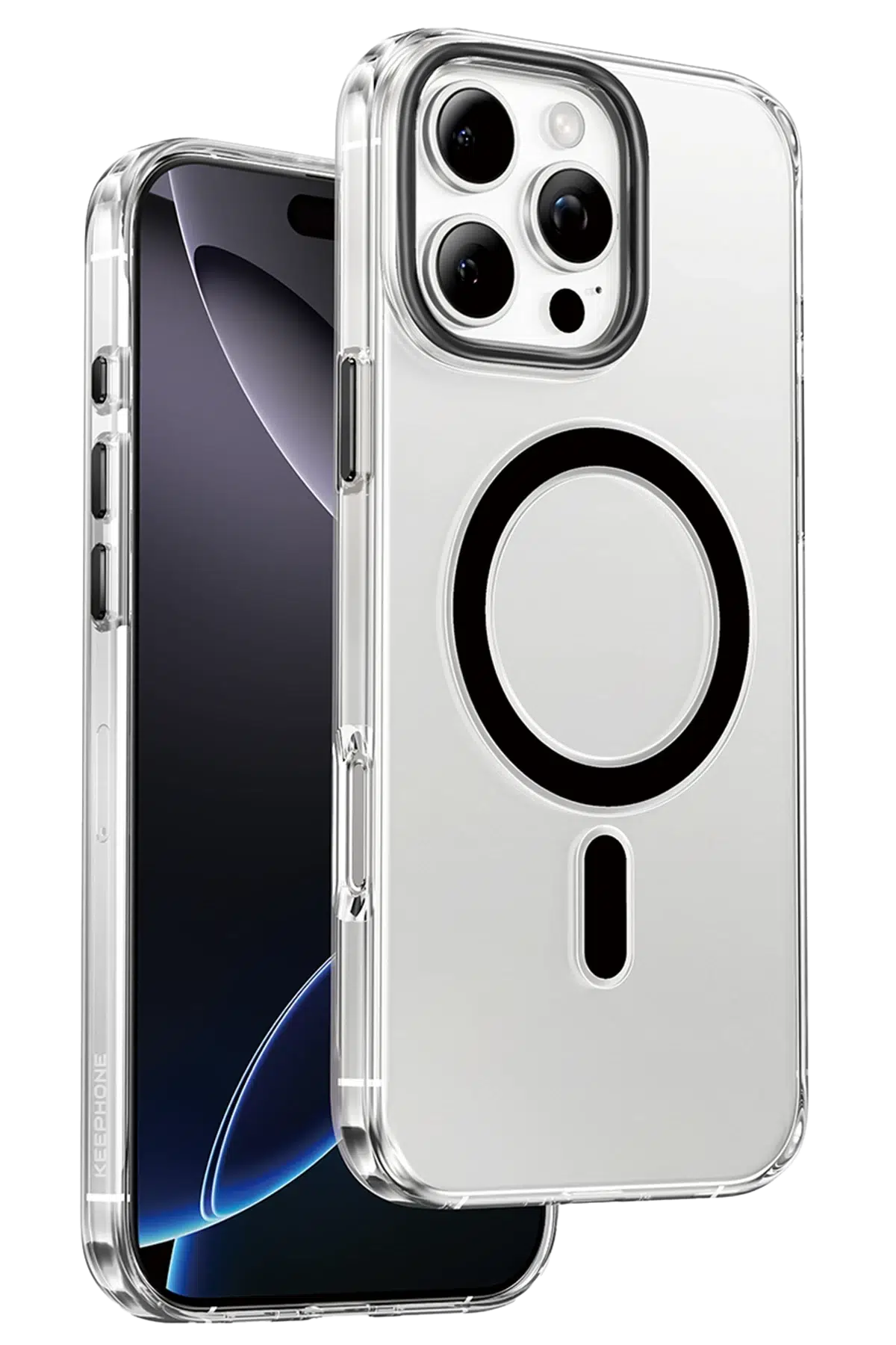 Keephone Apple iPhone 16 Pro Max Aurora Şeffaf Magsafe Kılıf - Siyah Titanyum