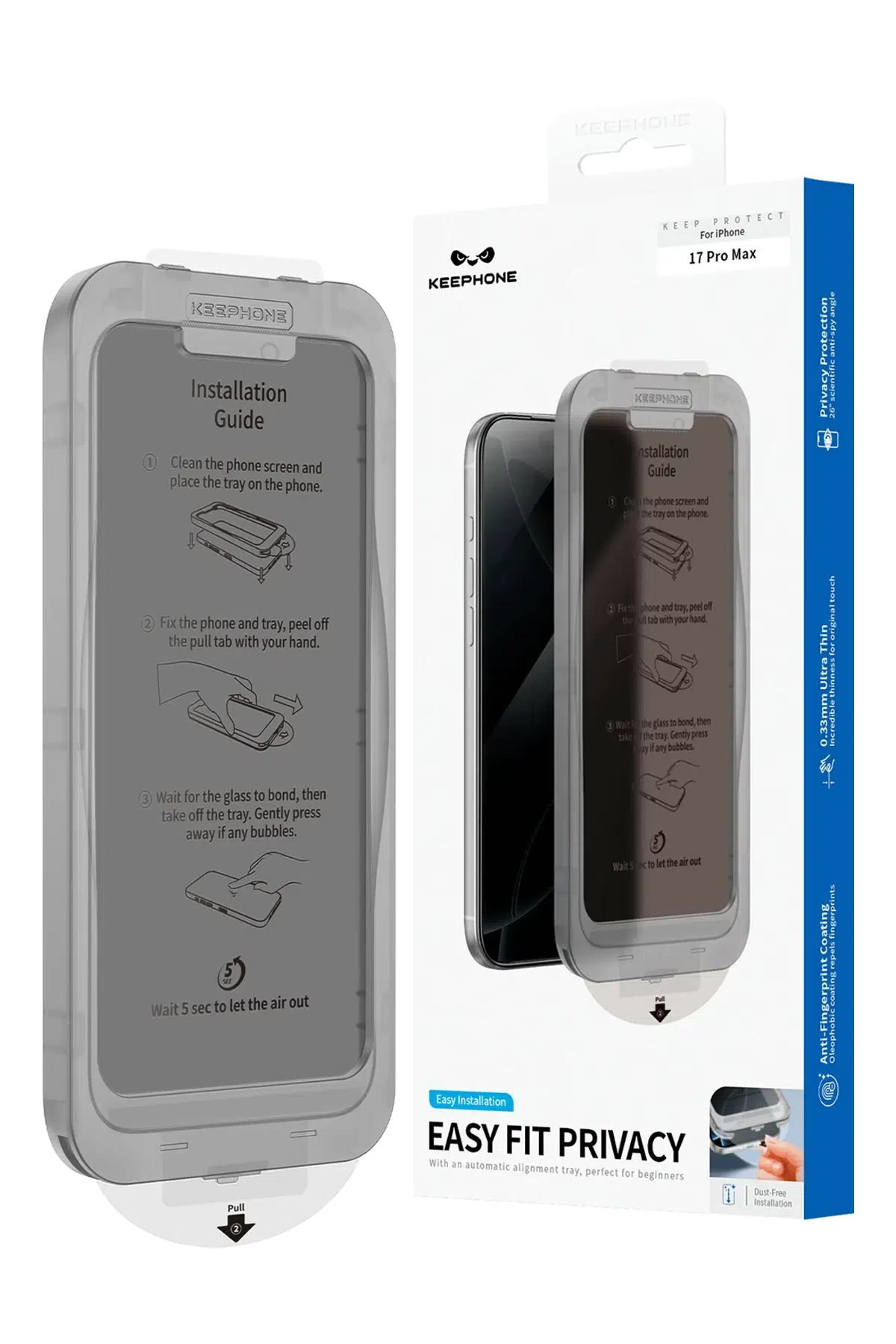 Keephone Apple iPhone 16 Pro Max EasyFit Hayalet Cam Ekran Koruyucu - Siyah
