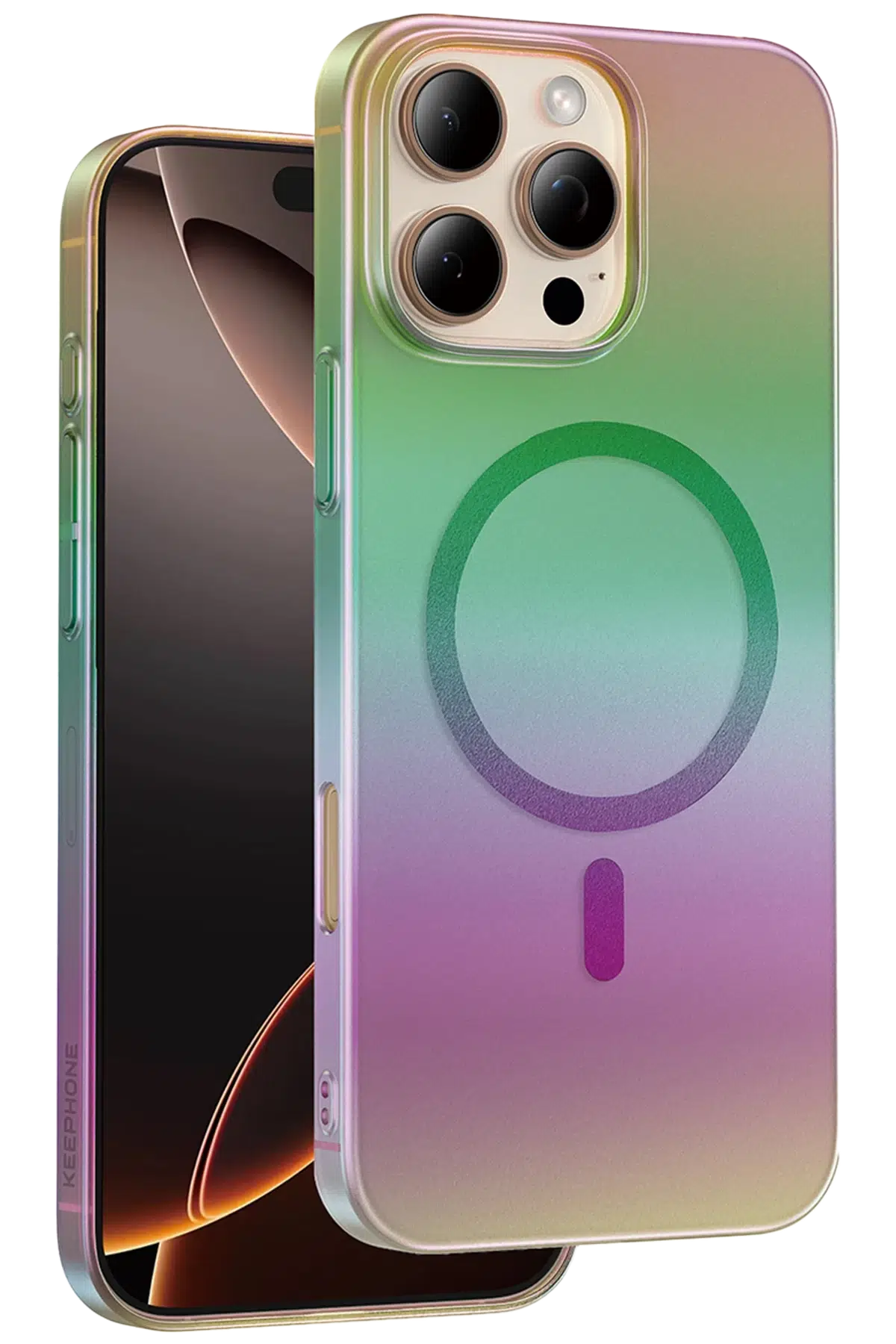 Keephone Apple iPhone 16 Pro Max Fantasia Gökkuşağı Magsafe Kılıf - Siyah