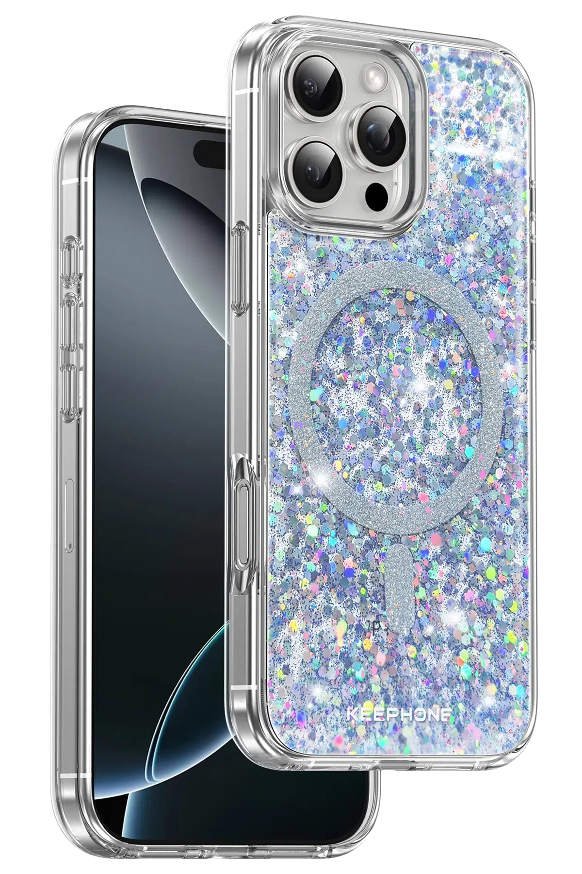 Keephone Apple iPhone 16 Pro Max Interstellar Glitter Magsafe Kılıf - Mavi