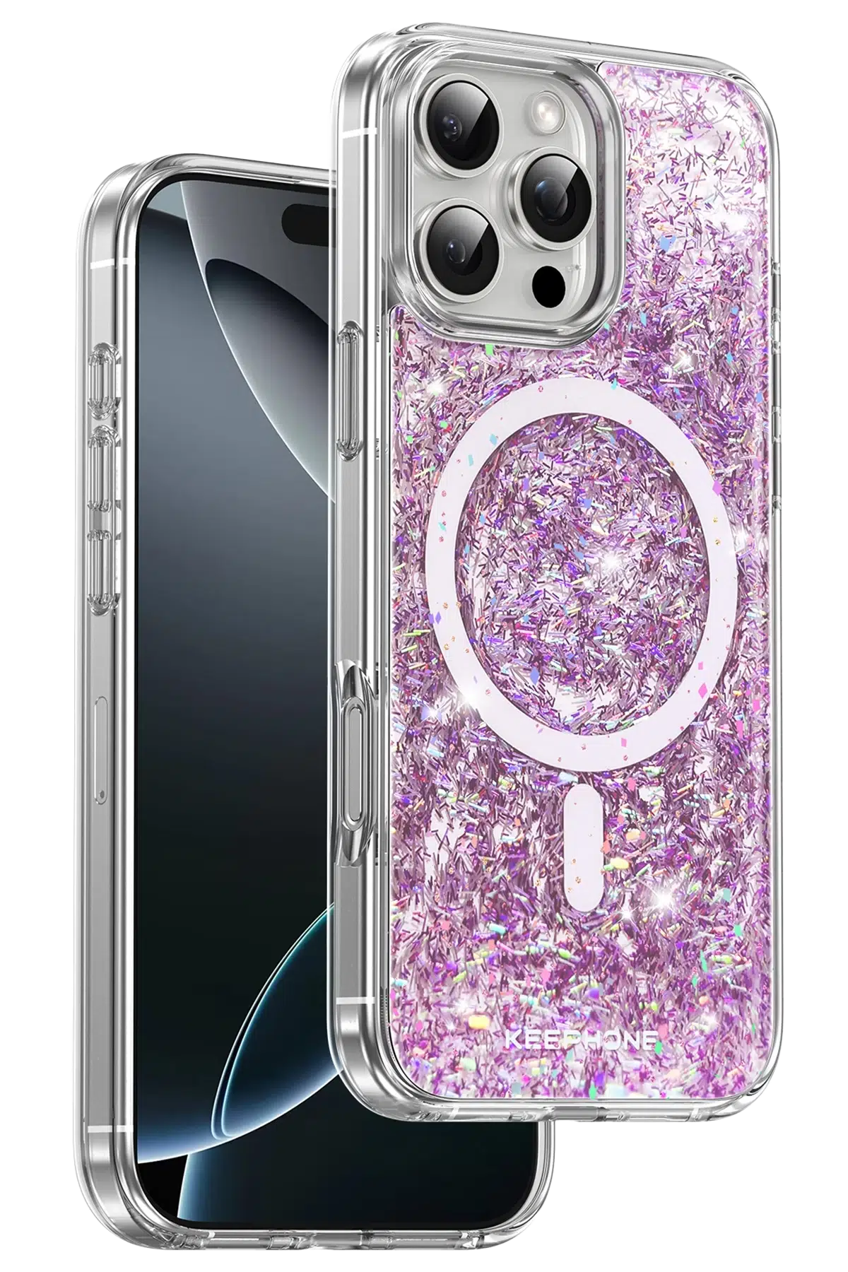 Keephone Apple iPhone 16 Pro Max Interstellar Glitter Magsafe Kılıf - Mor