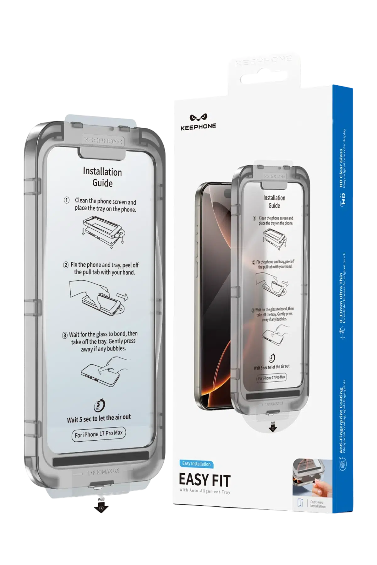 Keephone Apple iPhone 17 EasyFit HD Cam Ekran Koruyucu - Siyah