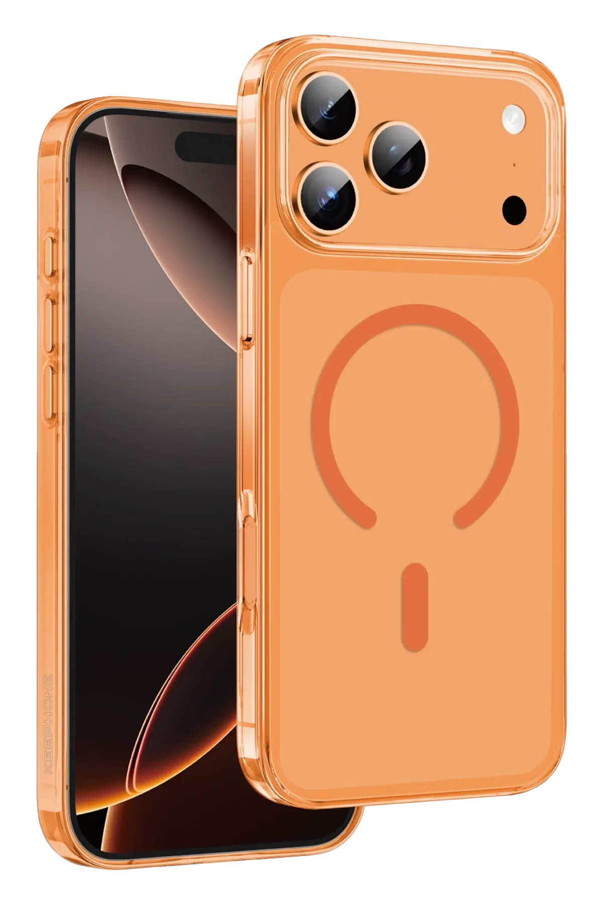 Keephone Apple iPhone 17 Pro Glaze Magsafe Kapak - Turuncu