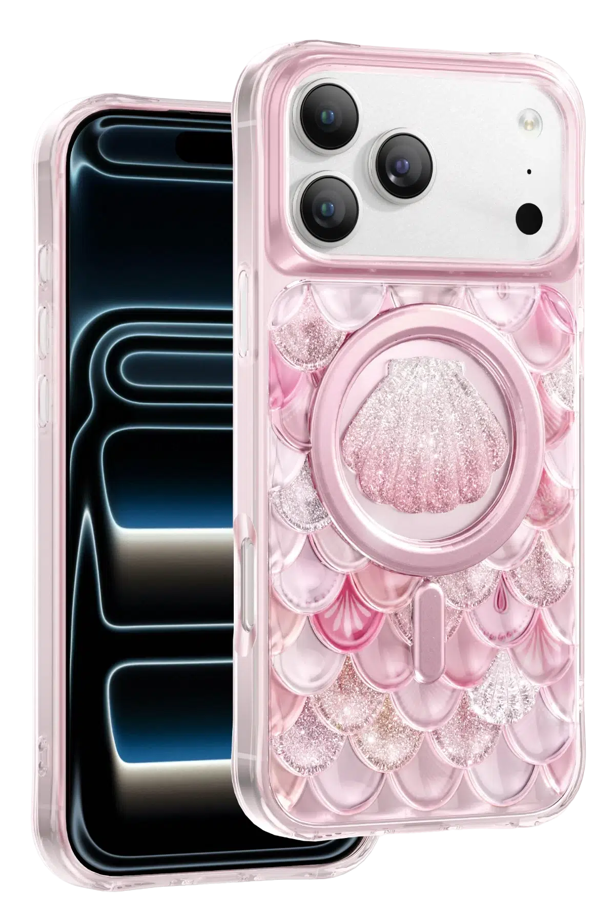 Keephone Apple iPhone 17 Pro Iceland Simli Magsafe Kapak - Pembe