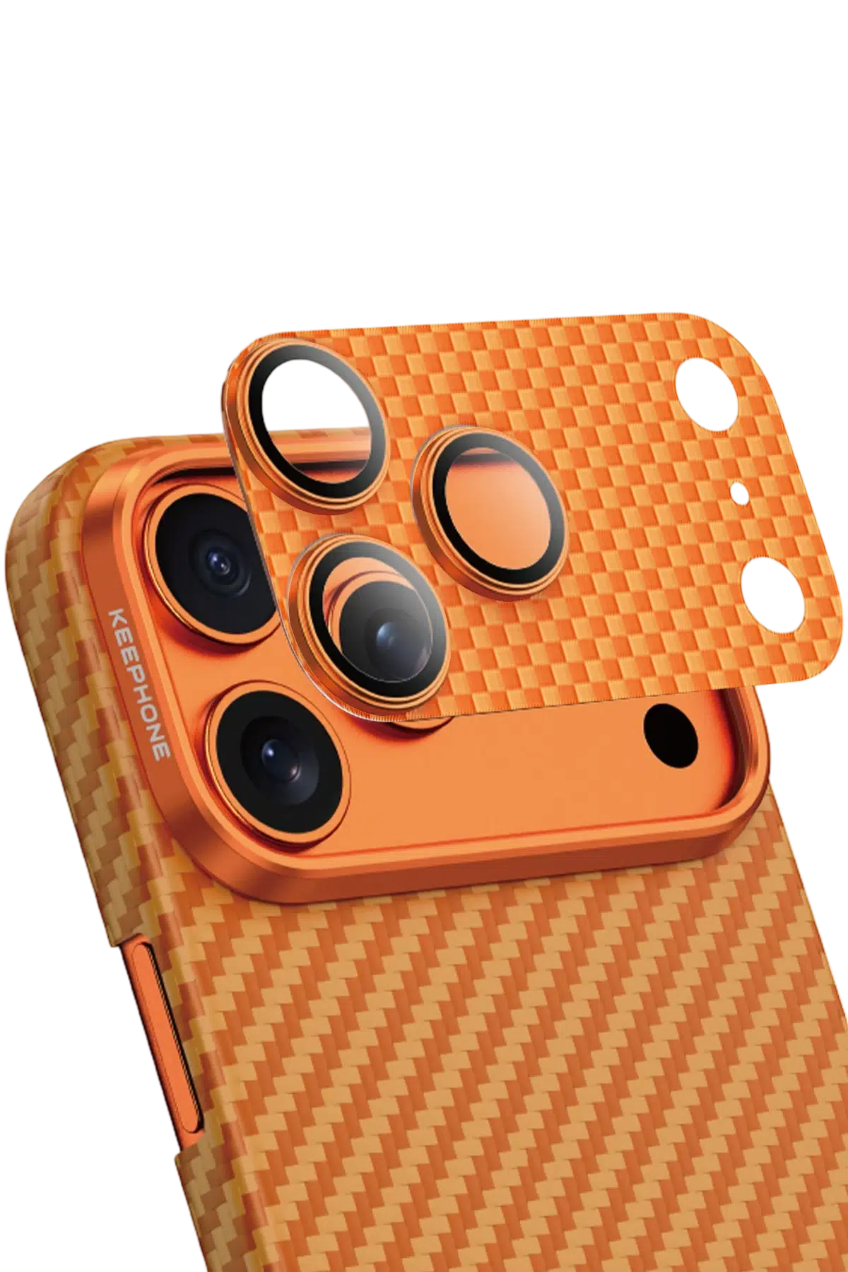 Keephone Apple iPhone 17 Pro Kevlar Kamera Lens - Açık Turuncu