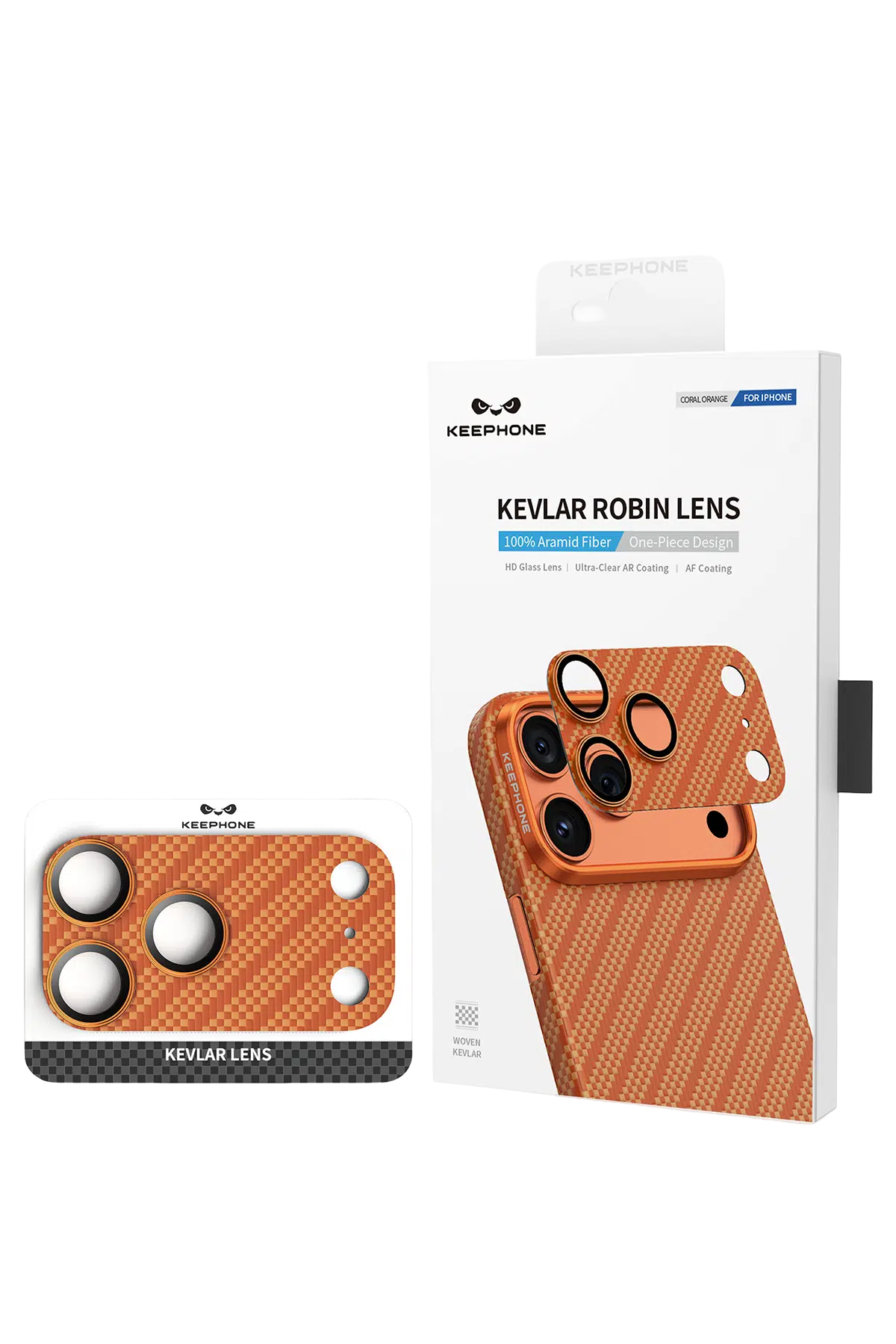 Keephone Apple iPhone 17 Pro Kevlar Robin Kamera Lens Koruyucu - Turuncu