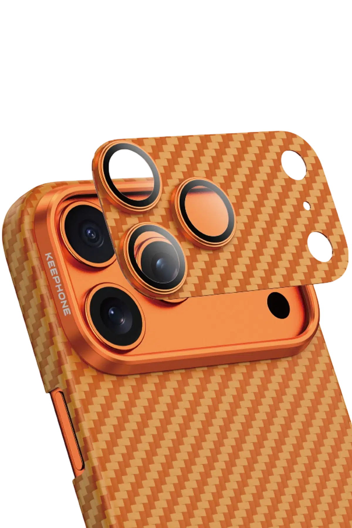 Keephone Apple iPhone 17 Pro Max Kevlar Kamera Lens - Koyu Turuncu