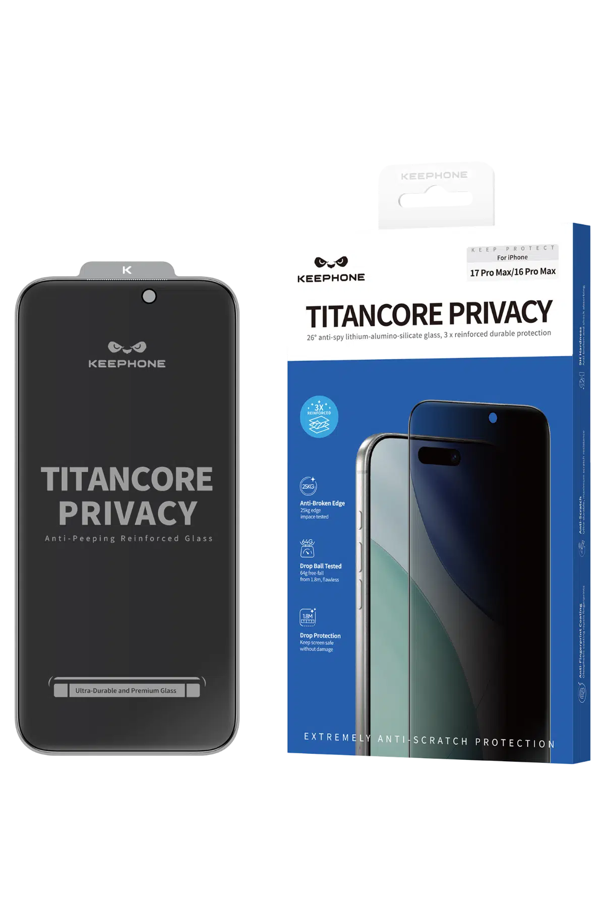 Keephone Apple iPhone 17 Pro Max Titancore Hayalet Cam Ekran Koruyucu - Siyah