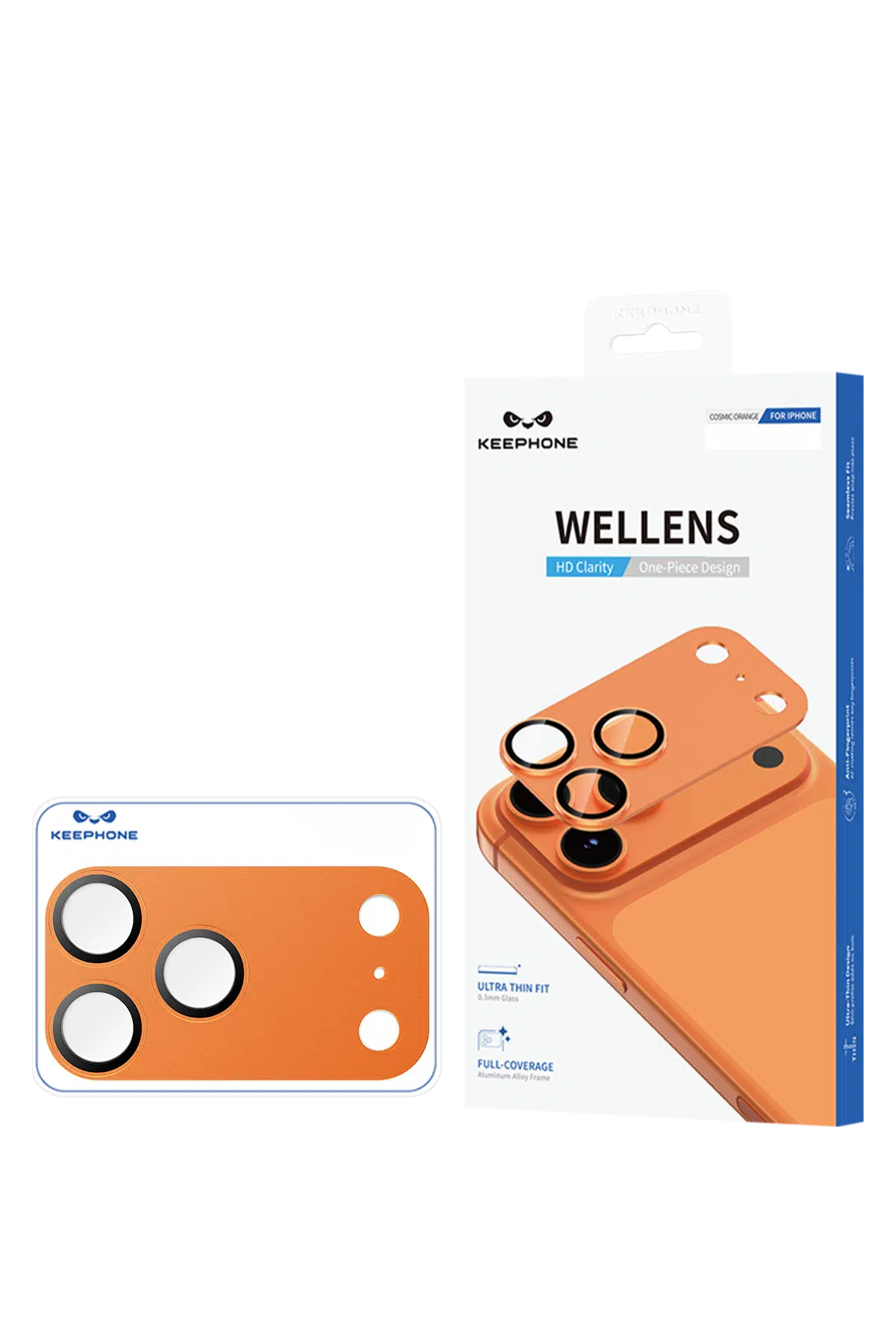 Keephone Apple iPhone 17 Pro Max Wellens Kamera Lens Koruyucu - Turuncu