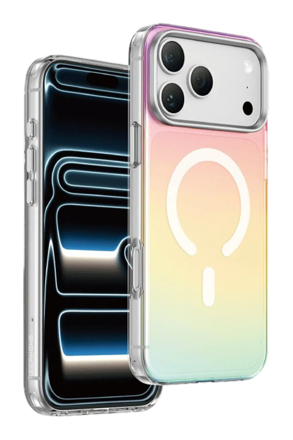 Keephone Apple iPhone 17 Pro Rainbow Magsafe Kapak - Gümüş