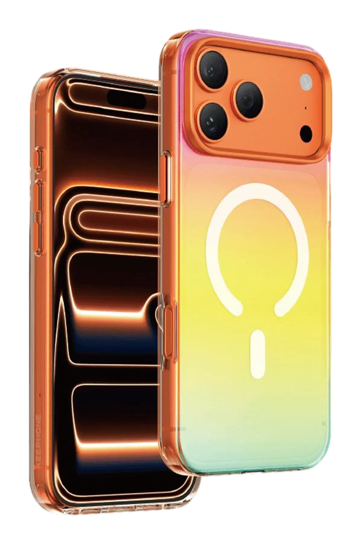 Keephone Apple iPhone 17 Pro Rainbow Magsafe Kapak - Turuncu