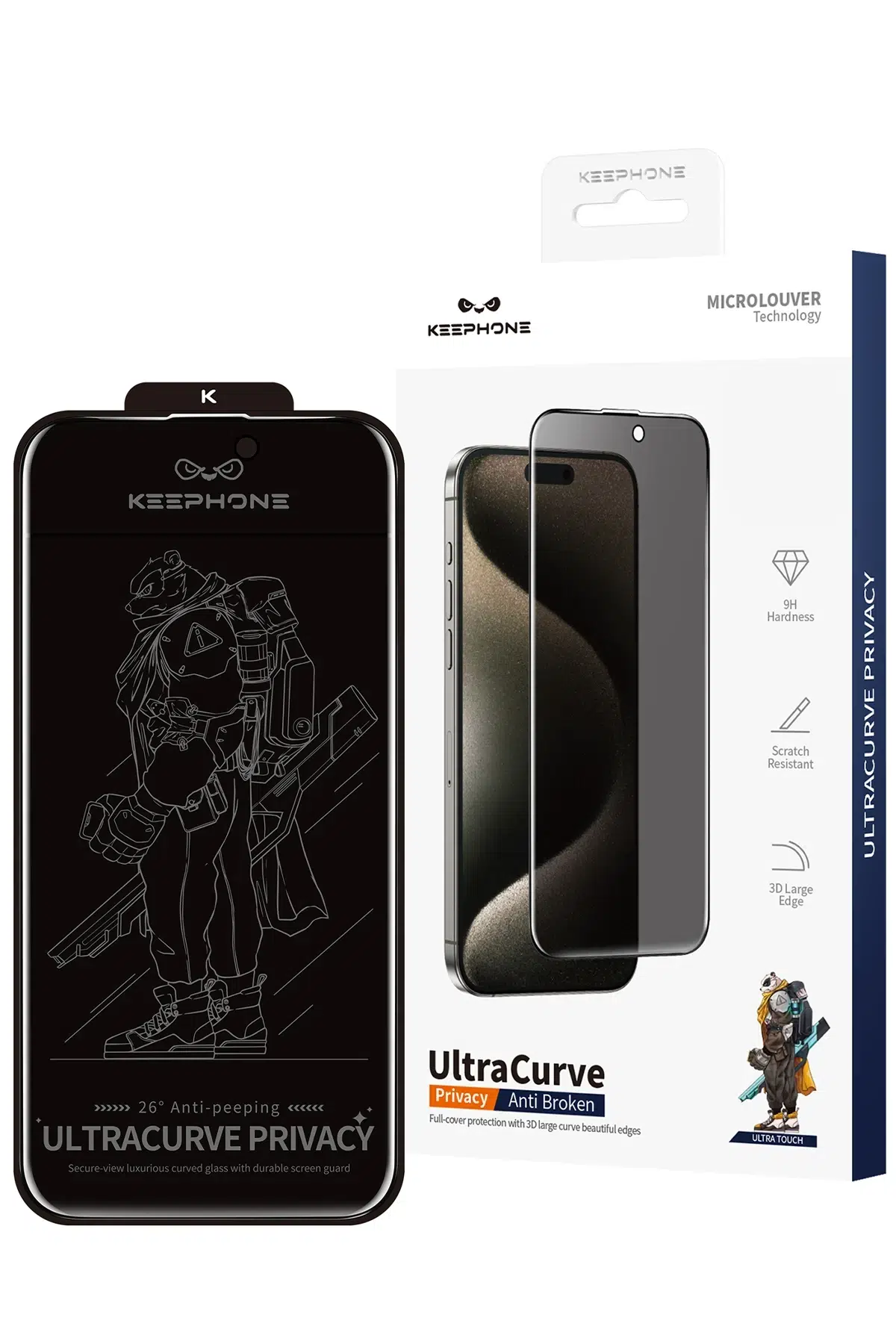 Keephone Apple iPhone 17 Pro UltraCurve Privacy 3D Cam Ekran Koruyucu - Siyah