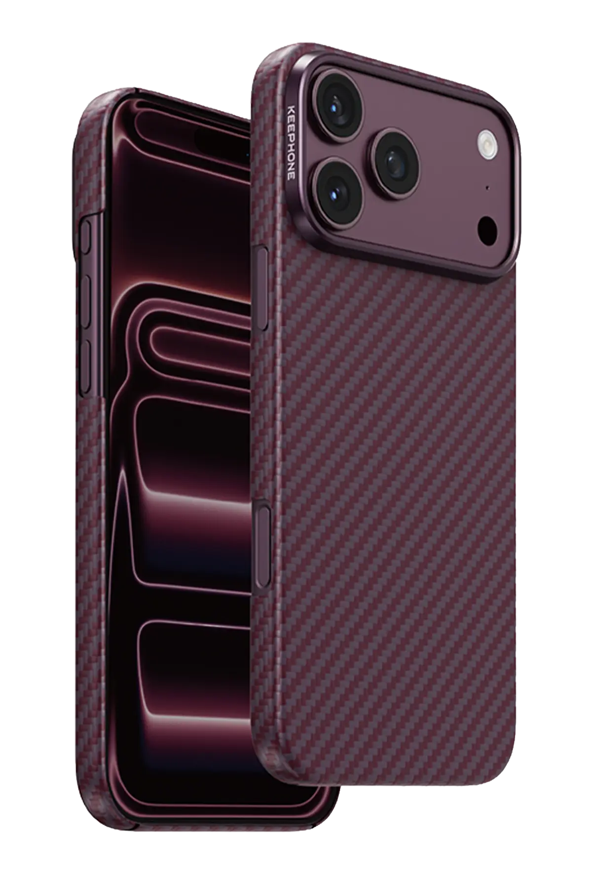 Keephone Apple iPhone 18 Pro Kevlar Diago Magsafe Kılıf - Bordo