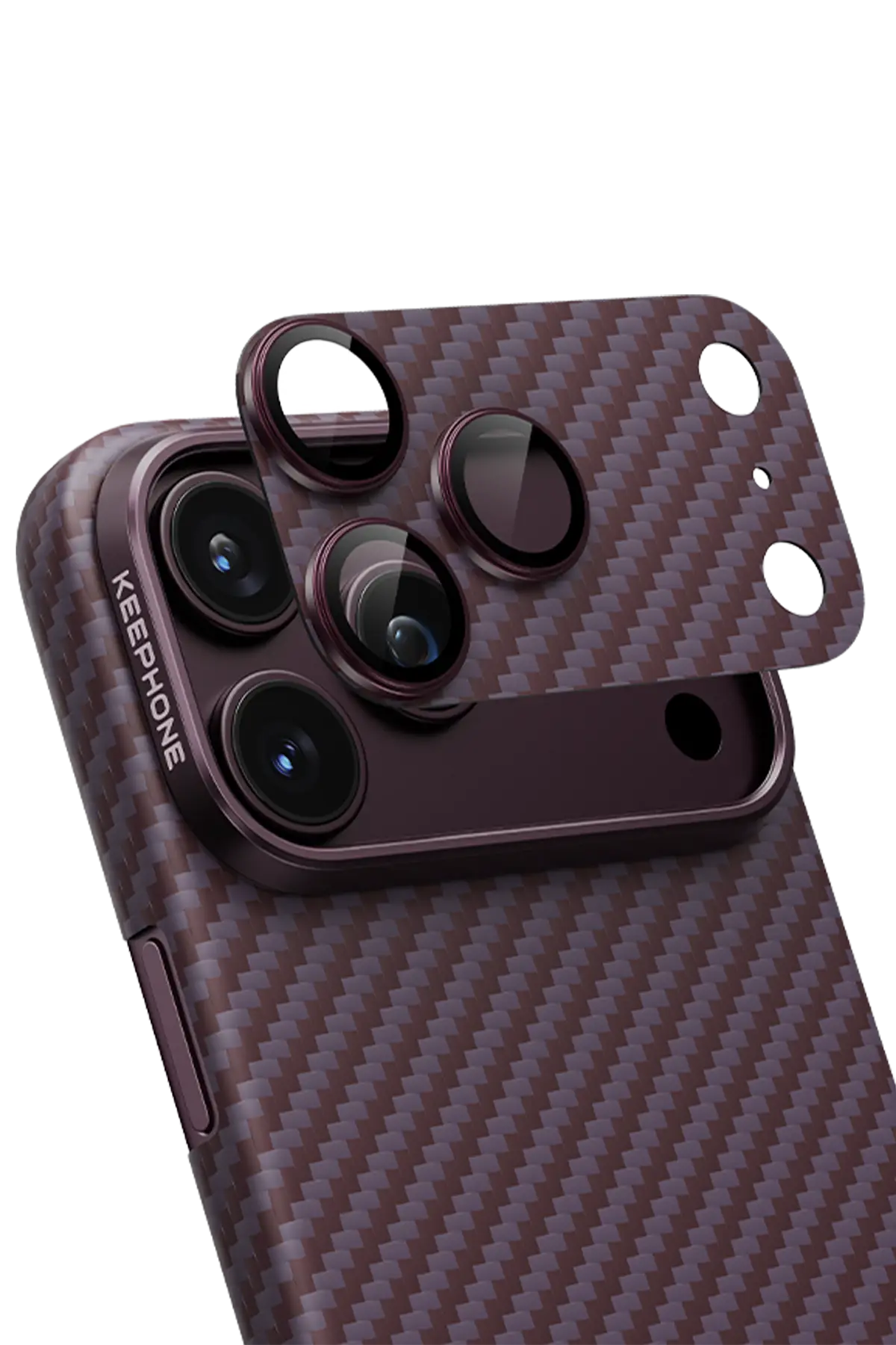 Keephone Apple iPhone 18 Pro Kevlar Kamera Lens - Burgundy Twill