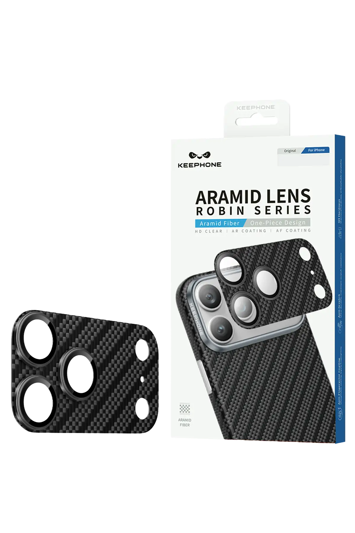 Keephone Apple iPhone 18 Pro Kevlar Robin Kamera Lens Koruyucu - Siyah