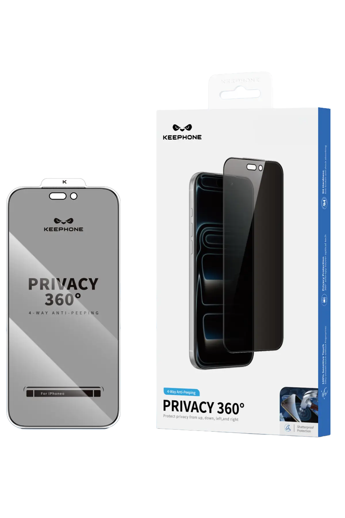 Keephone Apple iPhone 18 Pro Max 360 4 Way Privacy Cam Ekran Koruyucu - Siyah