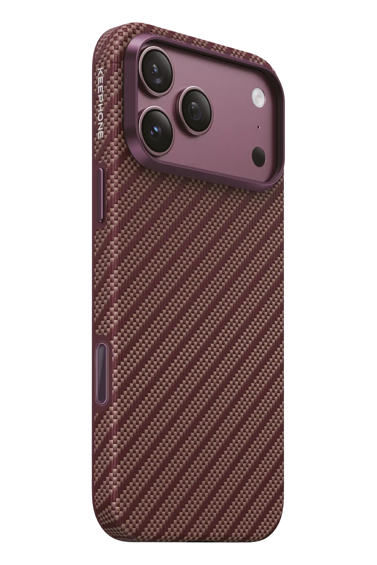 Keephone Apple iPhone 18 Pro Max Mono Aramid Fiber Magsafe Kapak - Bordo