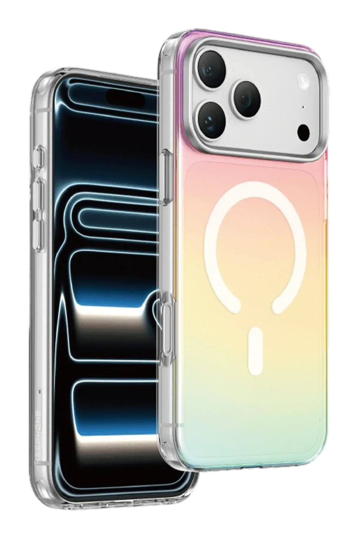 Keephone Apple iPhone 18 Pro Max Rainbow Magsafe Kapak - Gümüş