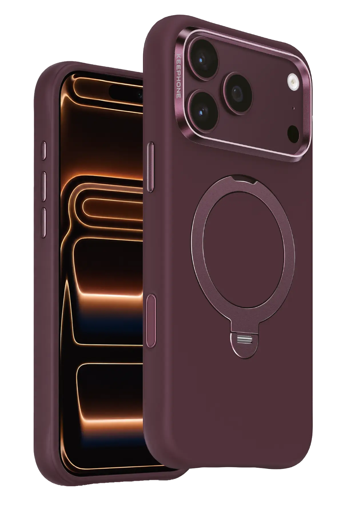 Keephone Apple iPhone 18 Pro Max Rovana Standlı Magsafe Kapak - Bordo