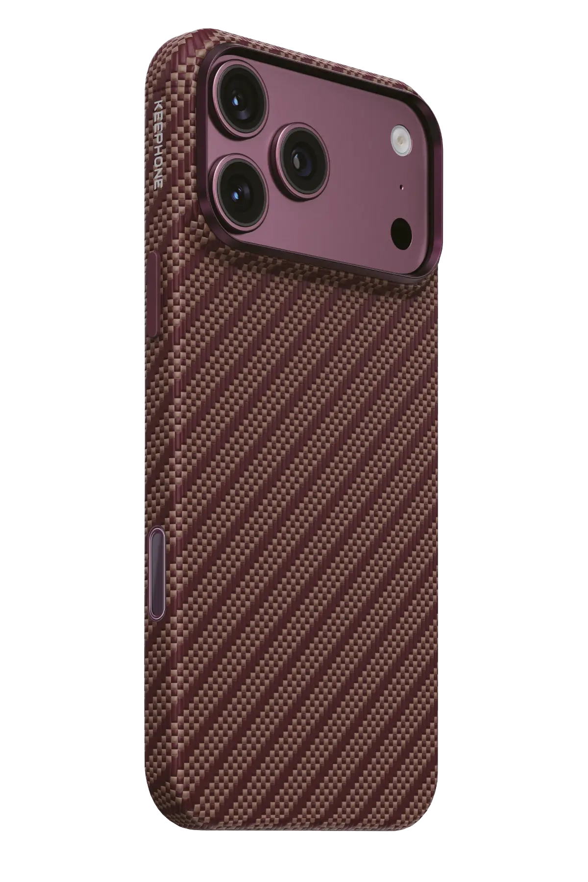 Keephone Apple iPhone 18 Pro Max Titan Aramid Fiber Magsafe Kapak - Bordo