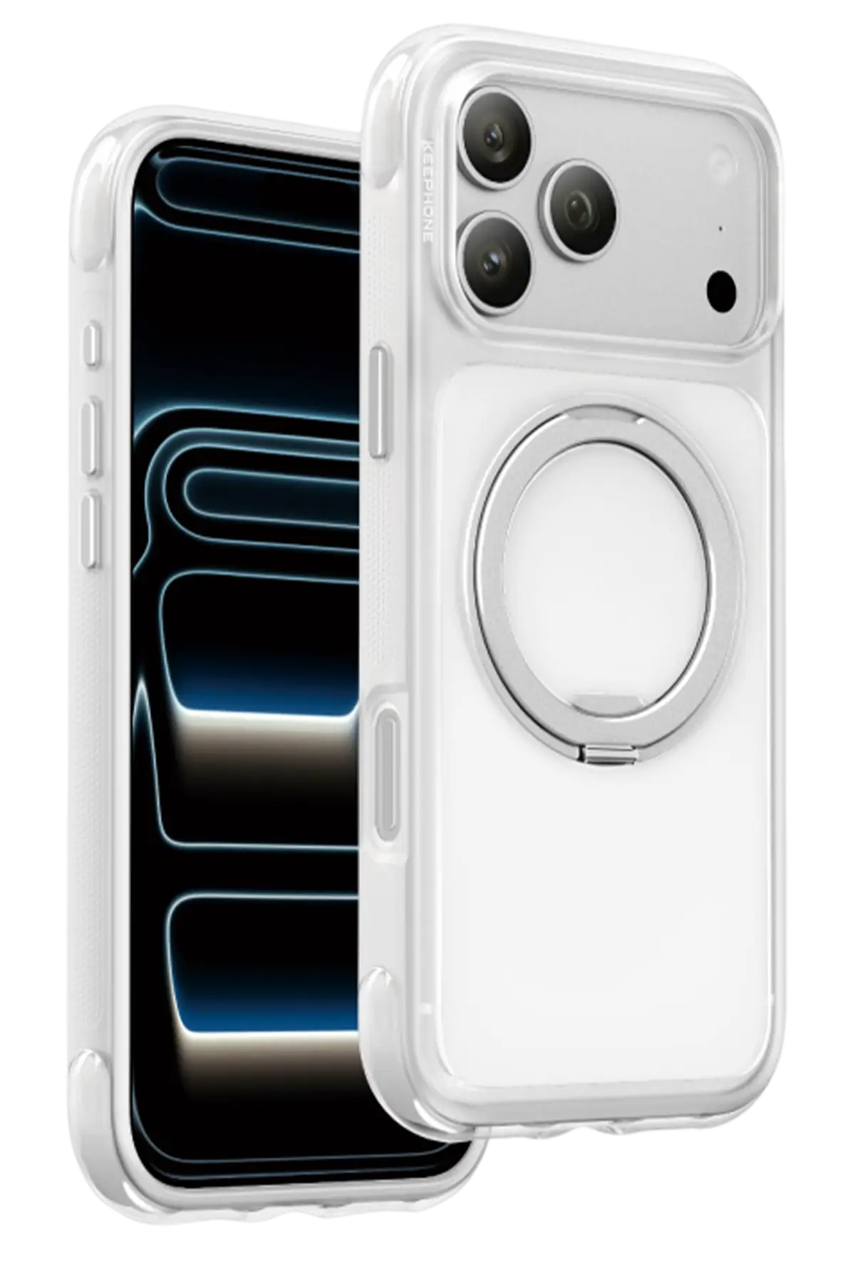 Keephone Apple iPhone 18 Pro Monica Airbag Pro Stantlı Magsafe Kapak - Beyaz