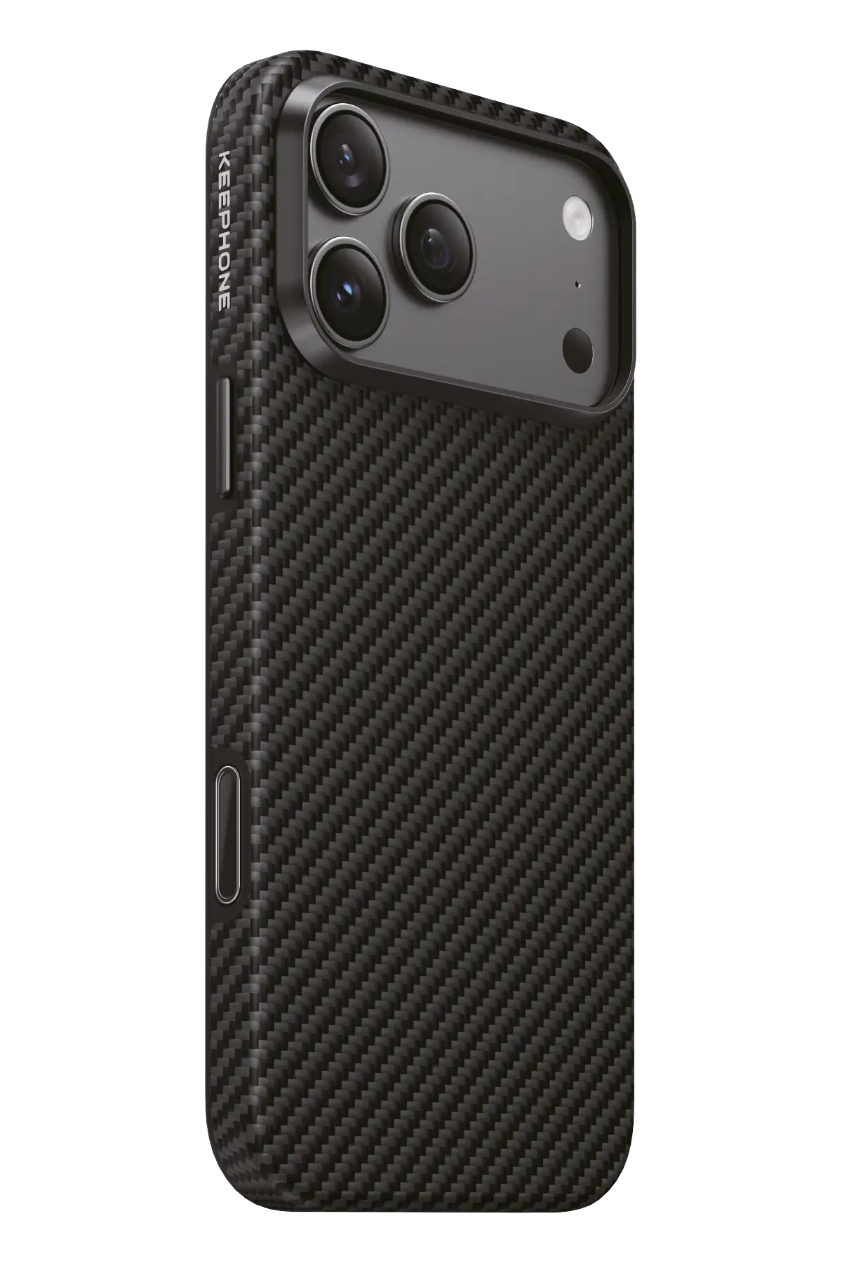 Keephone Apple iPhone 18 Pro Mono Aramid Fiber Magsafe Kapak - Black Twill