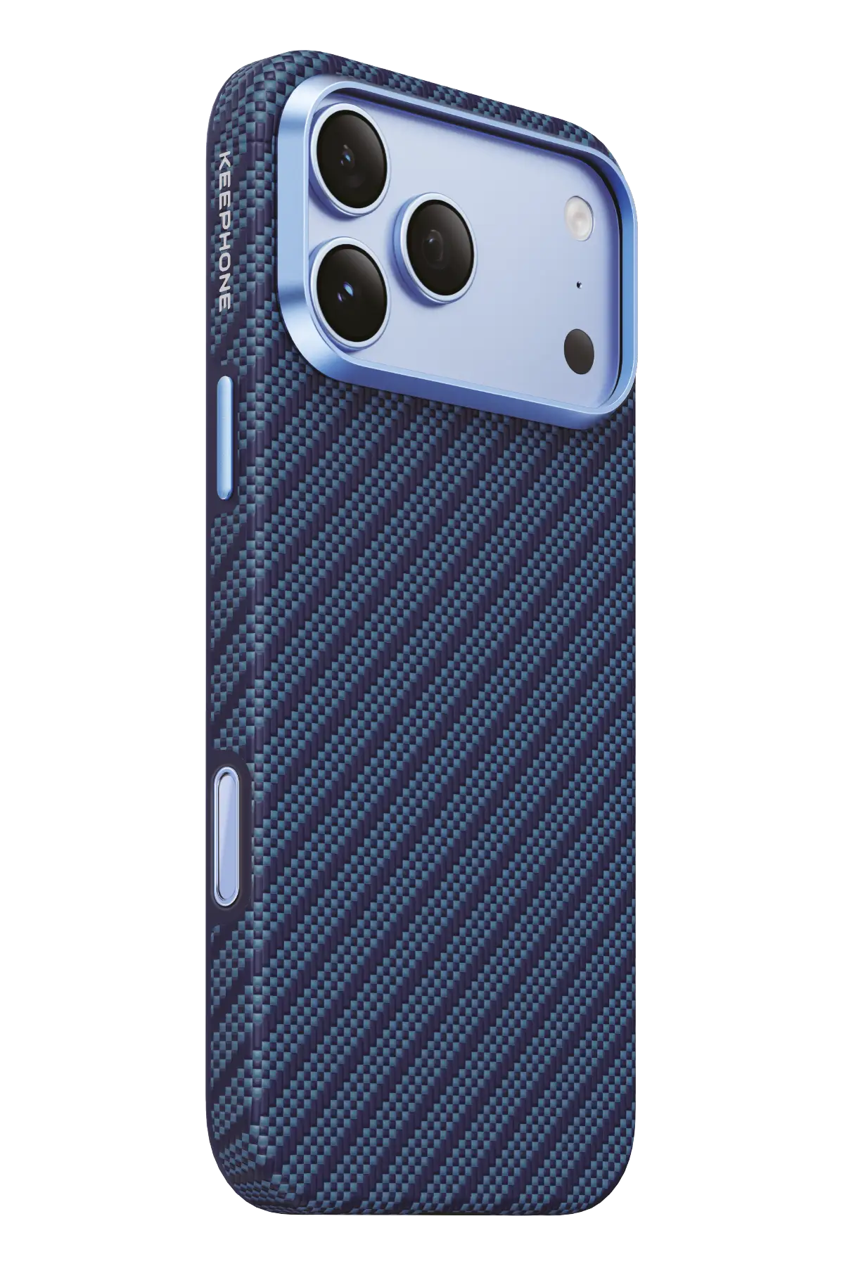 Keephone Apple iPhone 18 Pro Mono Aramid Fiber Magsafe Kapak - Koyu Mavi