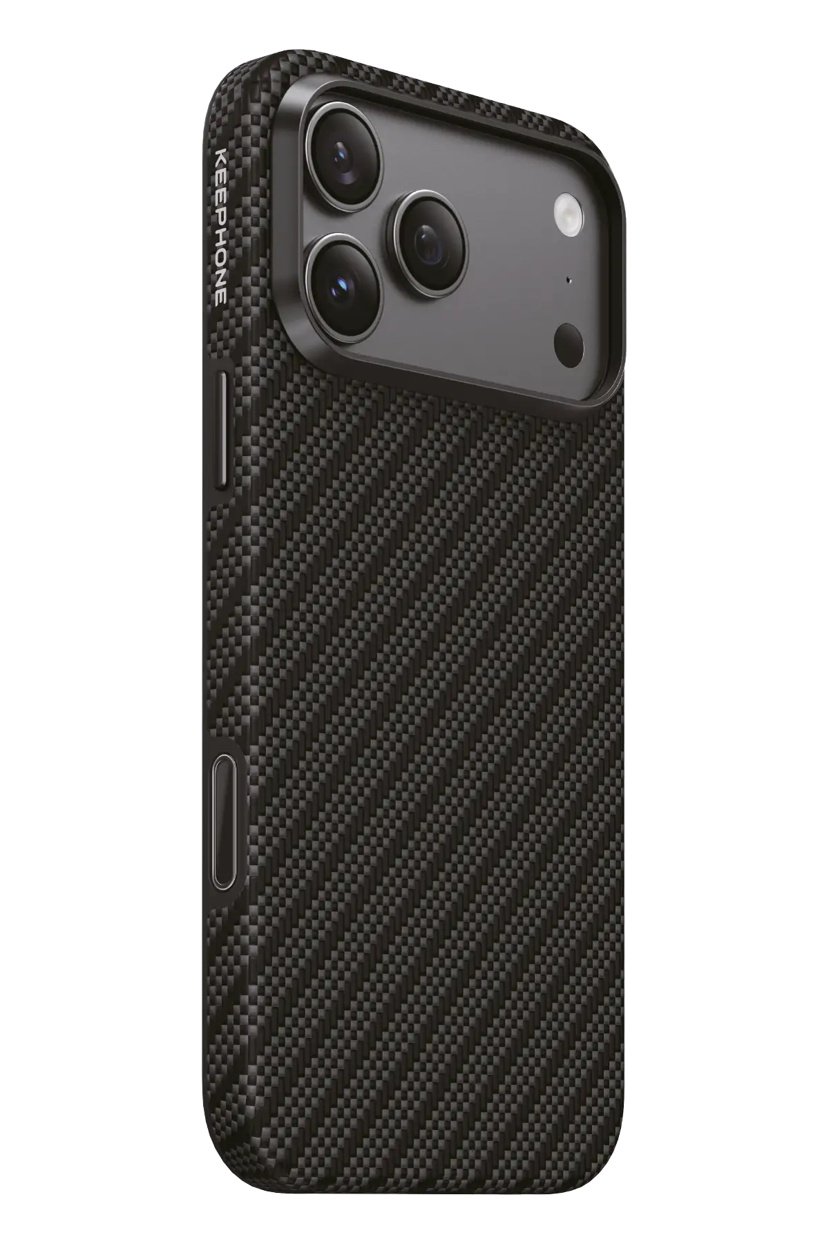 Keephone Apple iPhone 18 Pro Mono Aramid Fiber Magsafe Kapak - Siyah
