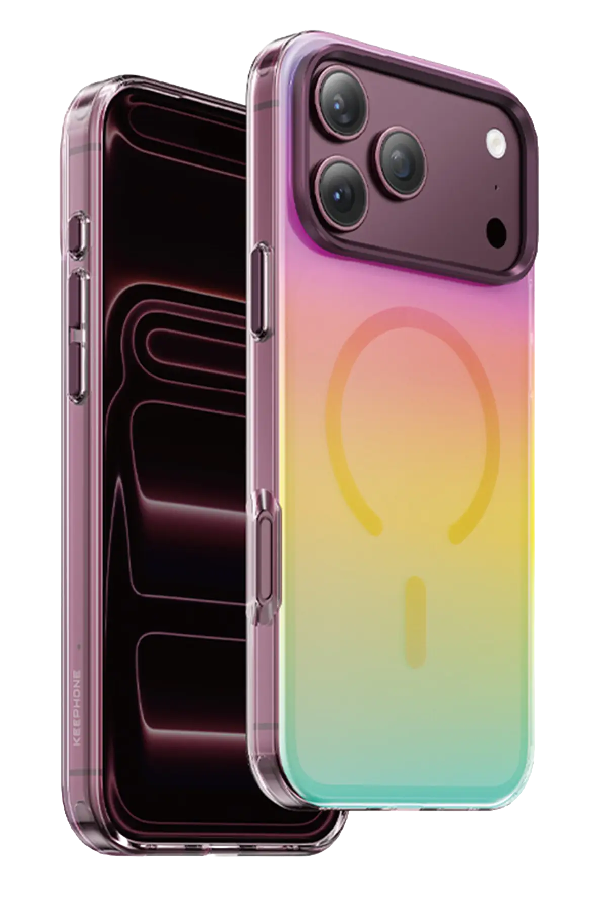 Keephone Apple iPhone 18 Pro Rainbow Magsafe Kapak - Bordo