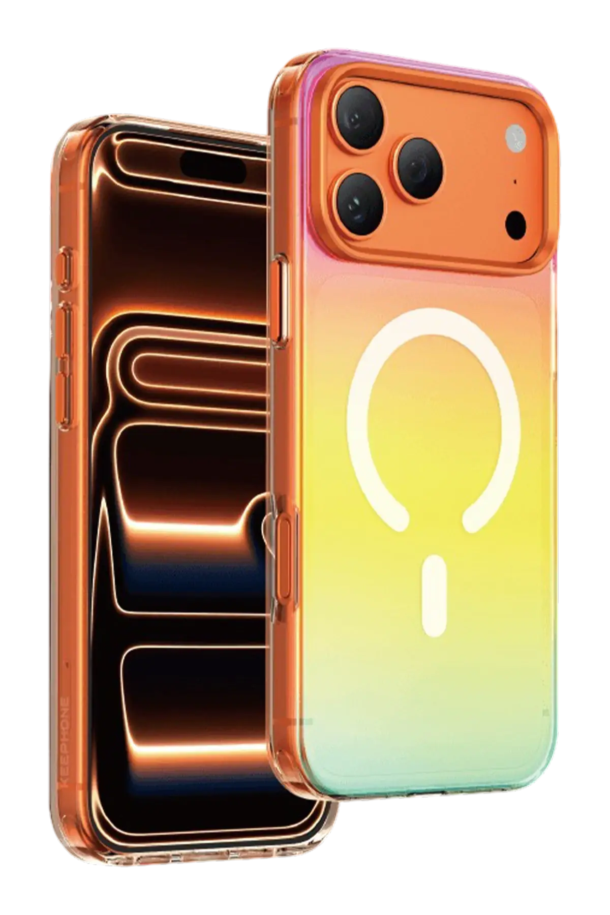 Keephone Apple iPhone 18 Pro Rainbow Magsafe Kapak - Turuncu
