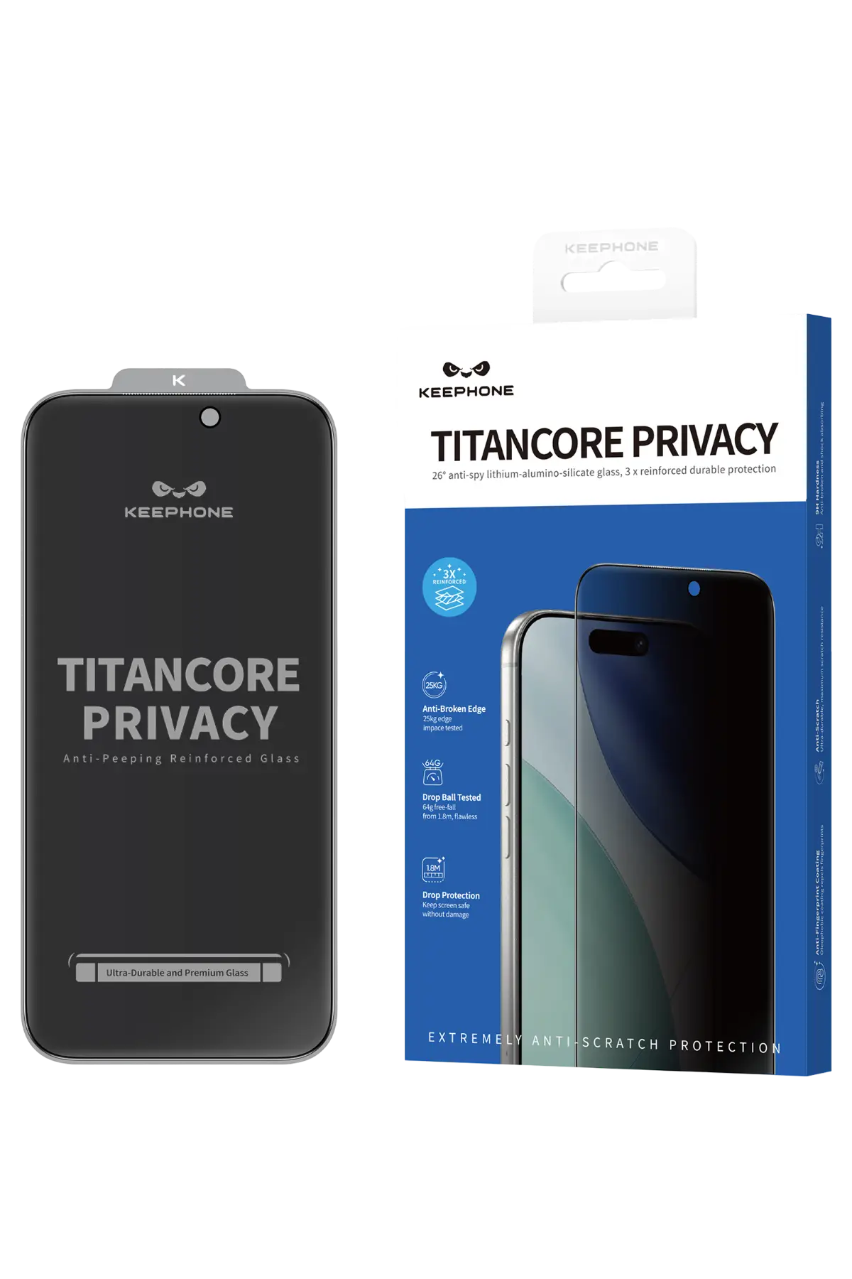 Keephone Apple iPhone 18 Pro Titancore Hayalet Cam Ekran Koruyucu - Siyah