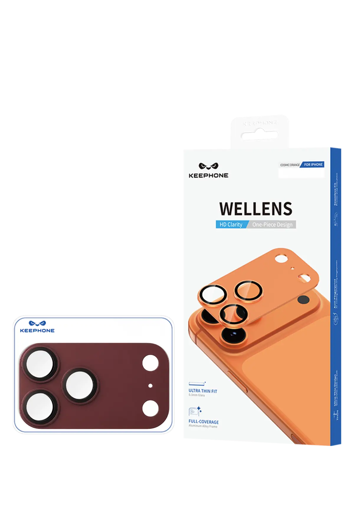 Keephone Apple iPhone 18 Pro Wellens Kamera Lens Koruyucu - Bordo
