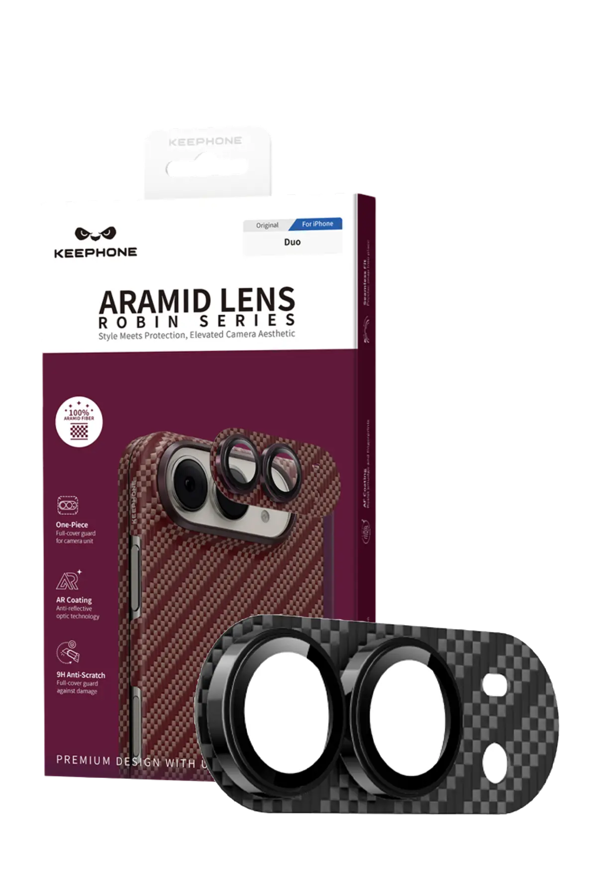 Keephone iPhone Duo Kevlar Kamera Lens - Black Robin