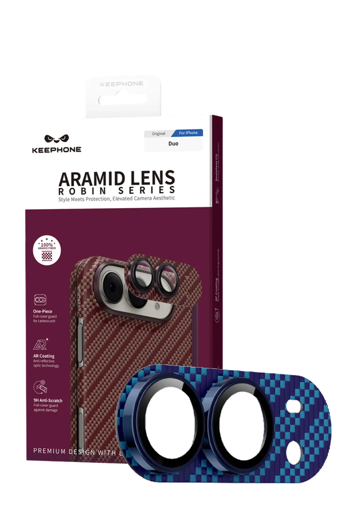 Keephone iPhone Duo Kevlar Kamera Lens - Lacivert