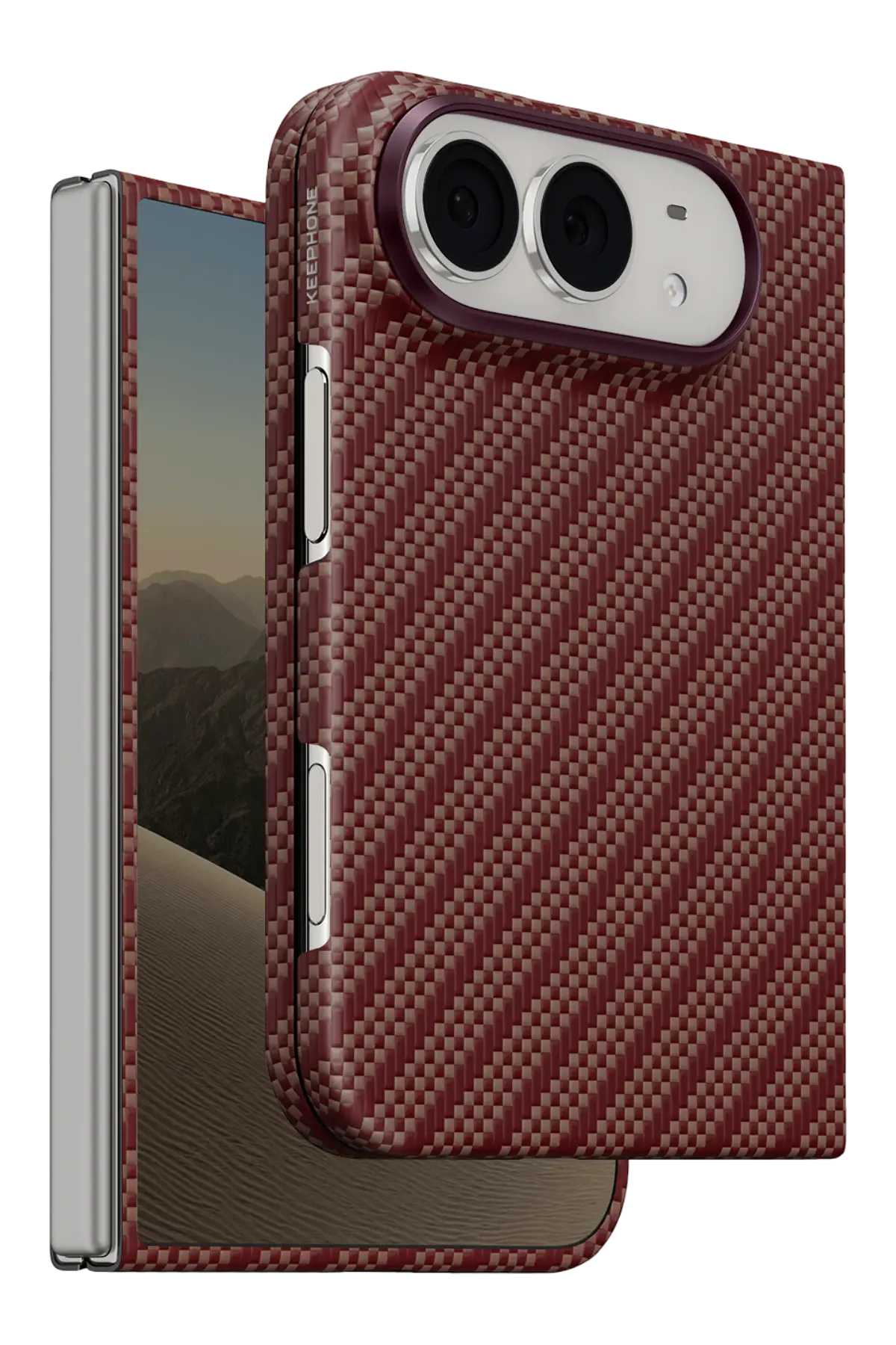 Keephone Apple iPhone Duo Kevlar Robin Magsafe Kılıf - Bordo