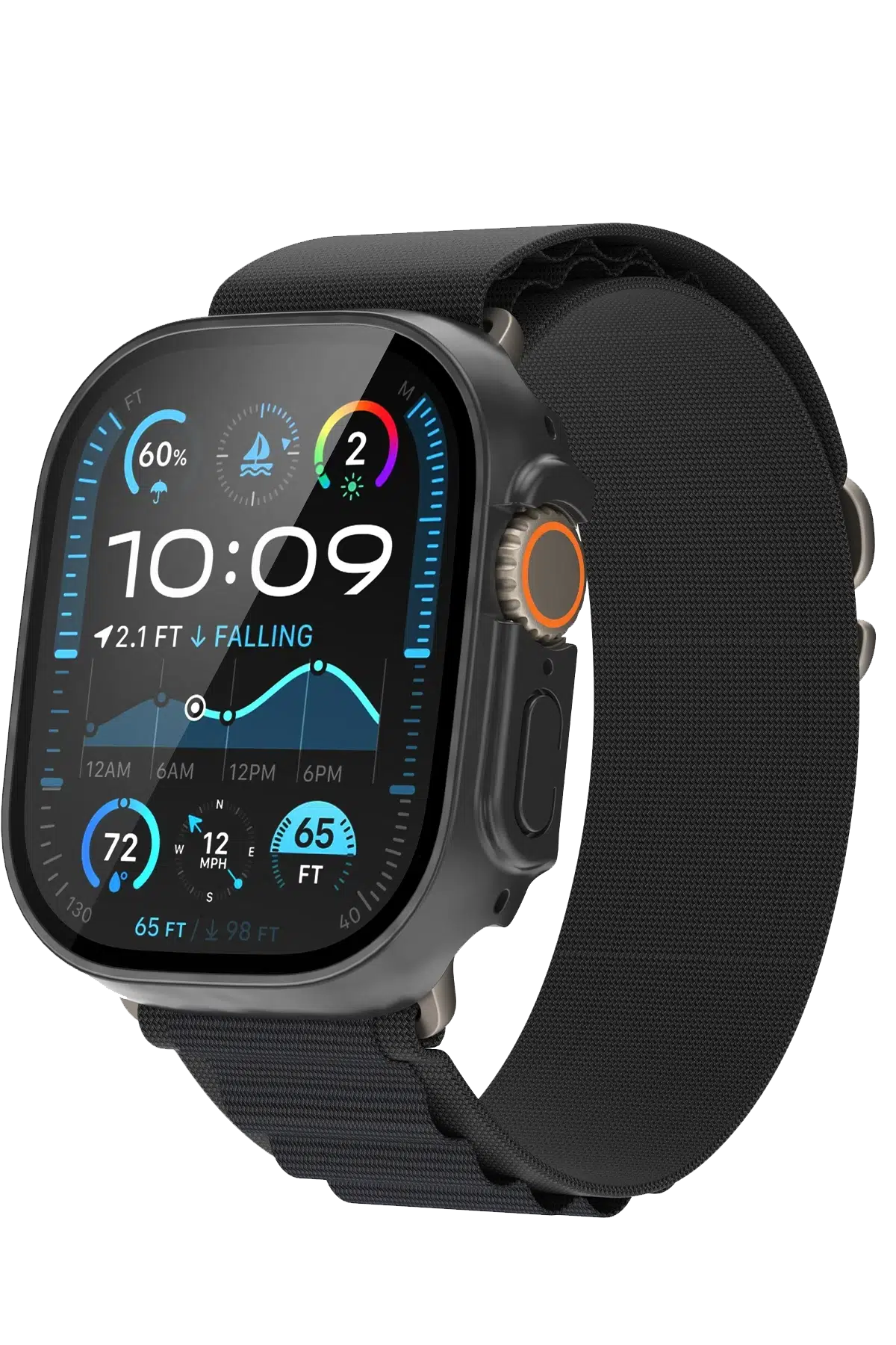 Keephone Apple Watch 46mm 360X Defense Camlı Kasa Ekran Koruyucu - Siyah