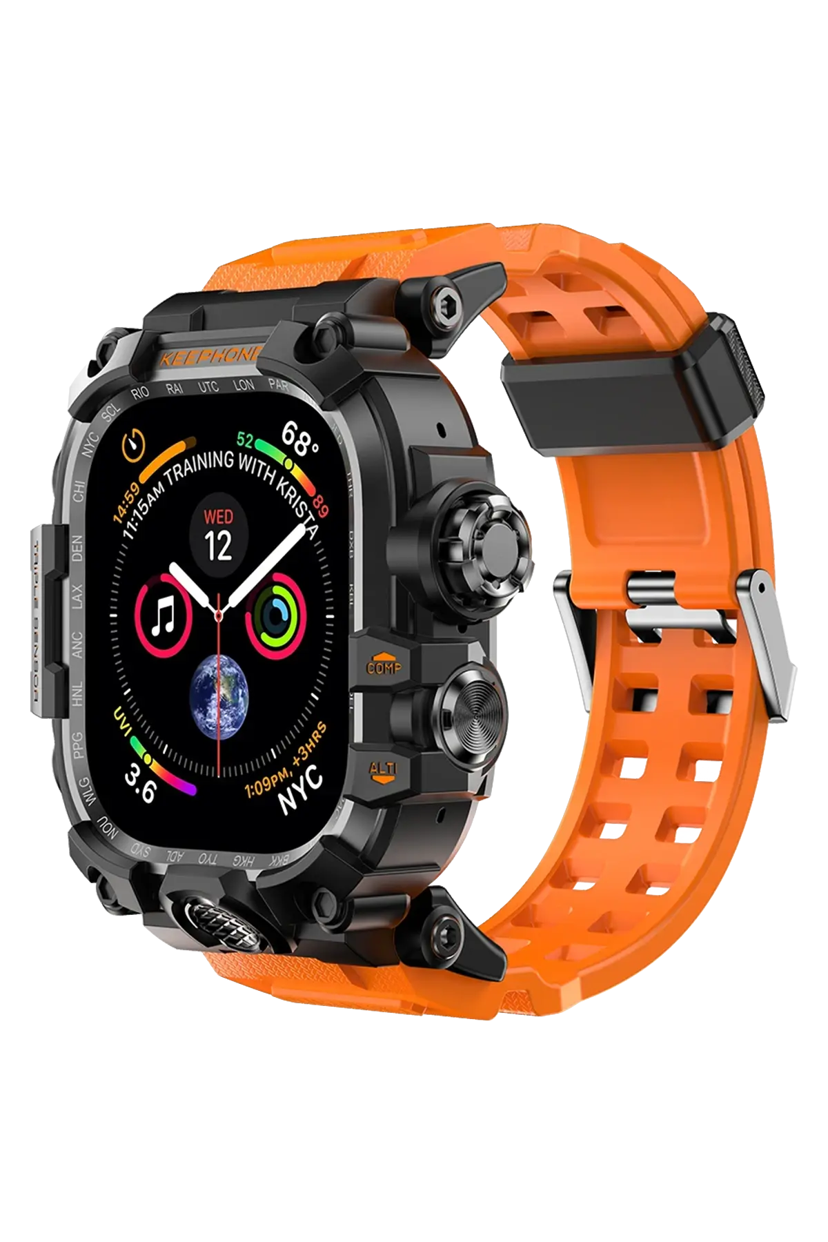 Keephone Apple Watch 46mm Bassion Kasalı Kordon - Turuncu