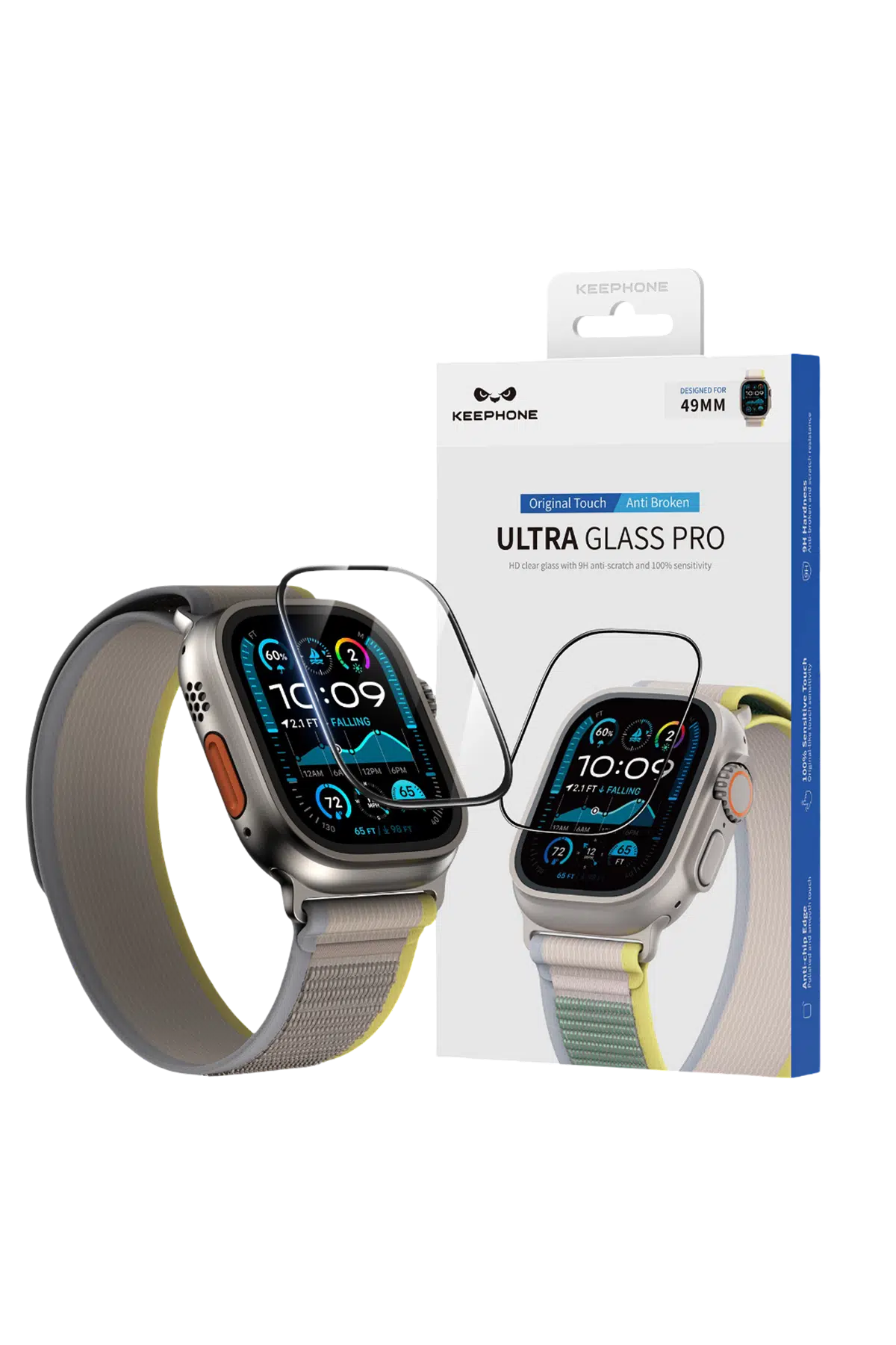 Keephone Apple Watch Ultra 49mm Ultra Glass Pro Saat Cam Ekran Koruyucu - Şeffaf